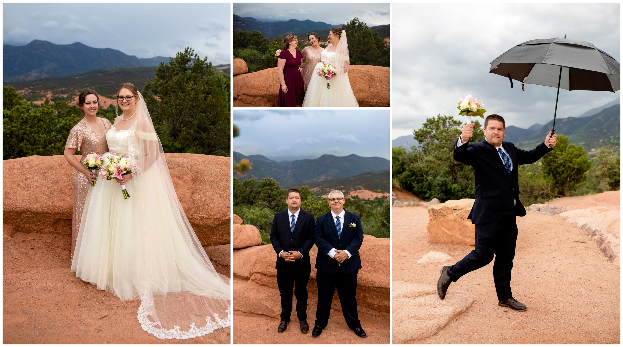 wedding party portraits at High Point Overlook at Garden of the gods in Colorado 