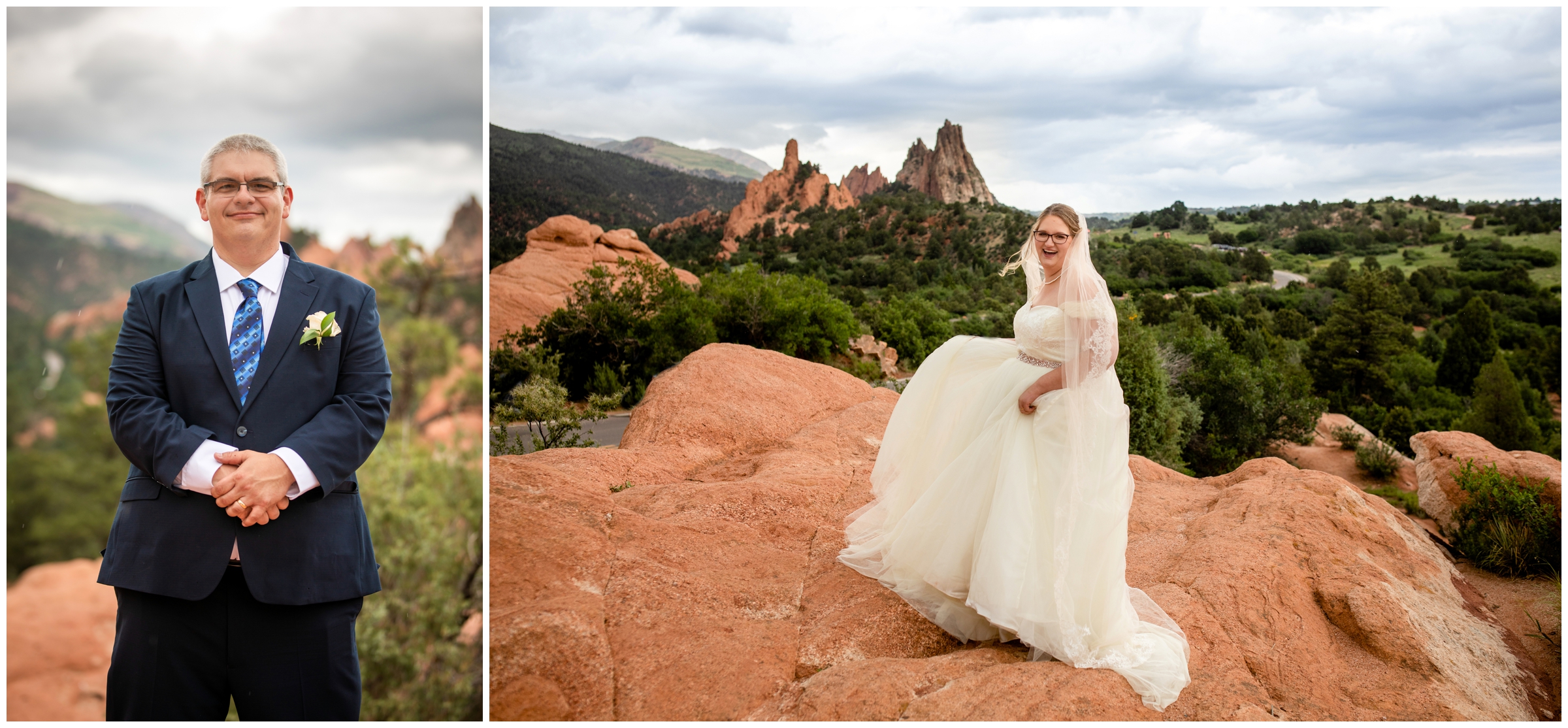 bride spinning in dress at Garden of the Gods intimate summer wedding in Colorado Springs