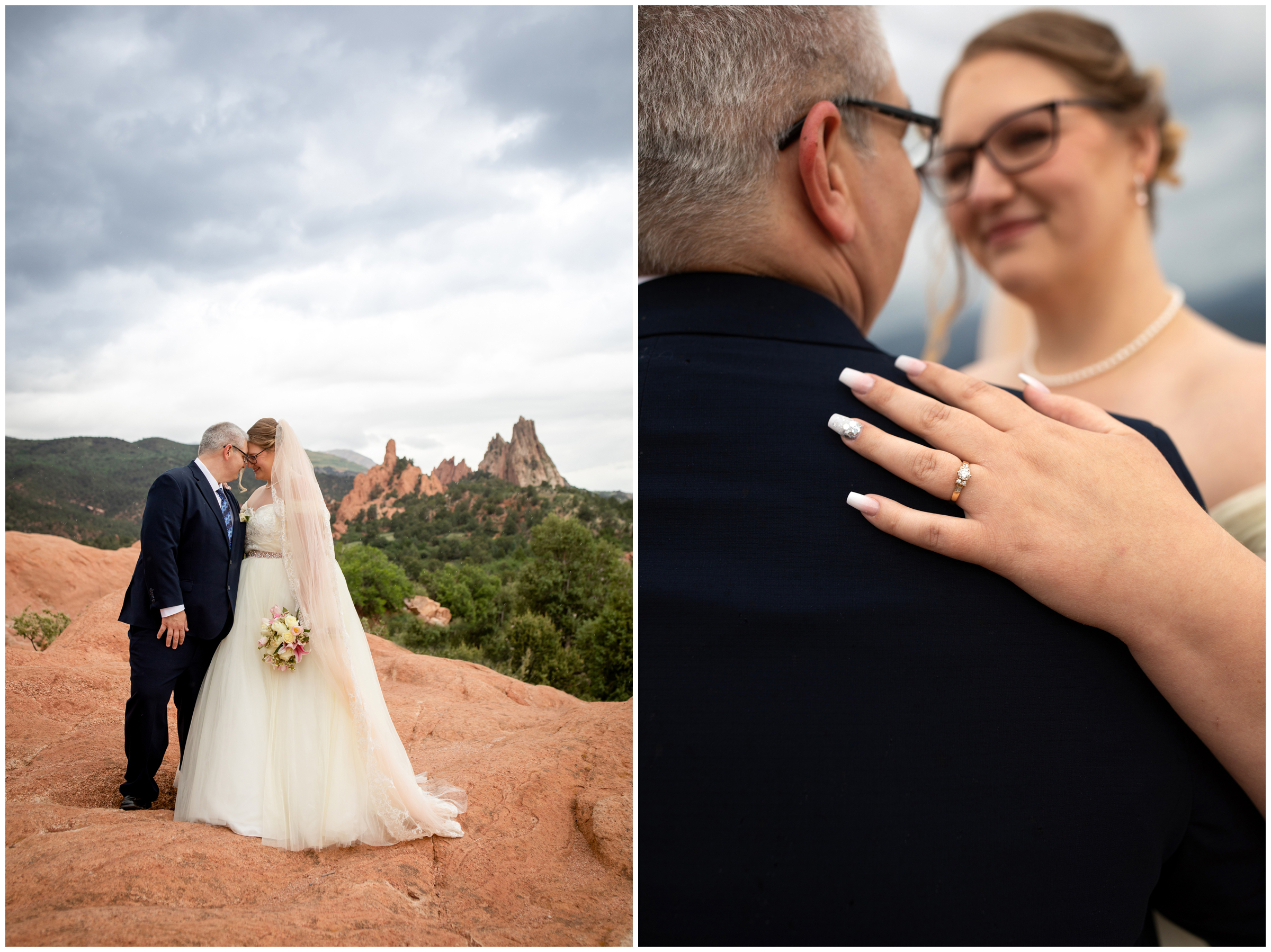 rainy wedding day photos at High Point Overlook at Garden of the Gods 