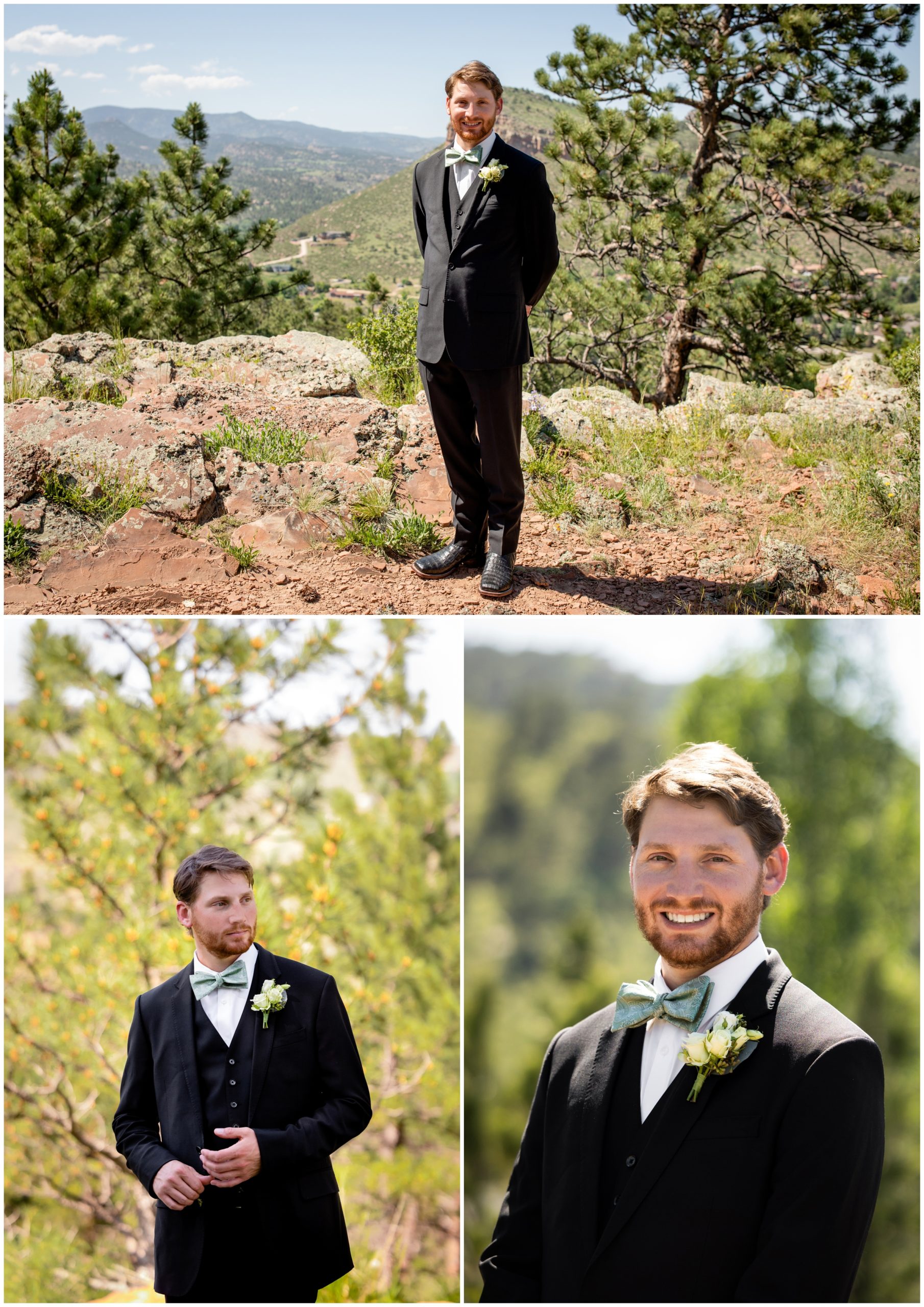 Colorado groom with cowboy boots at Lyons CO wedding