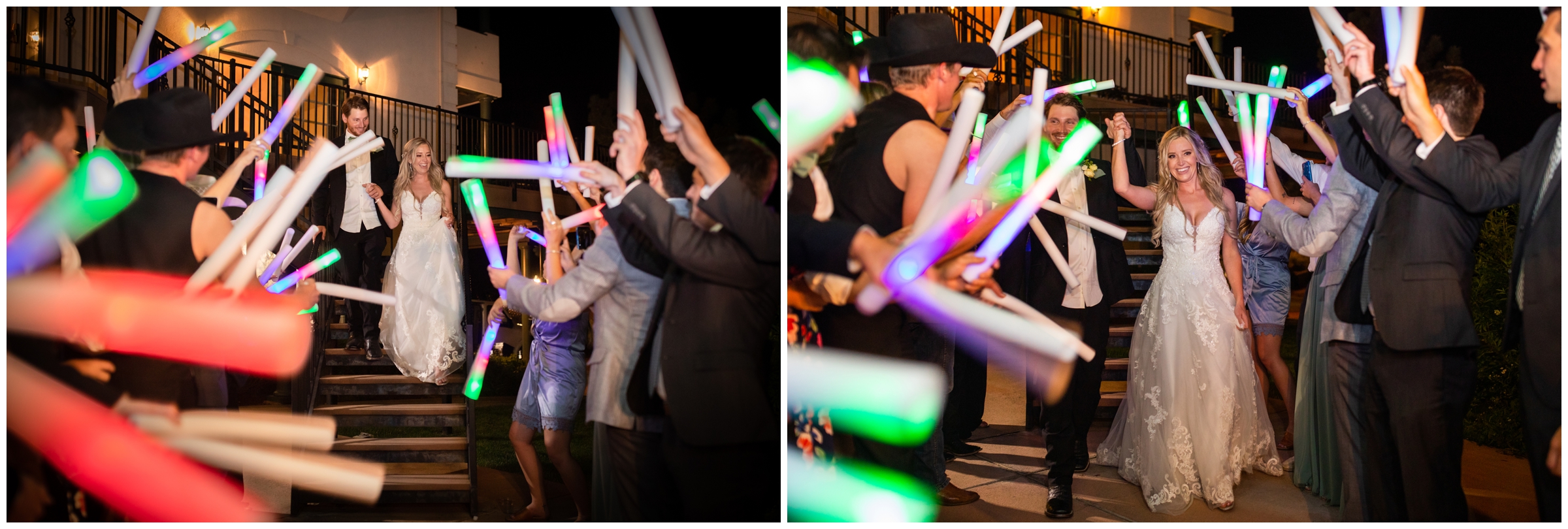 LED glow baton exit after Colorado wedding reception 