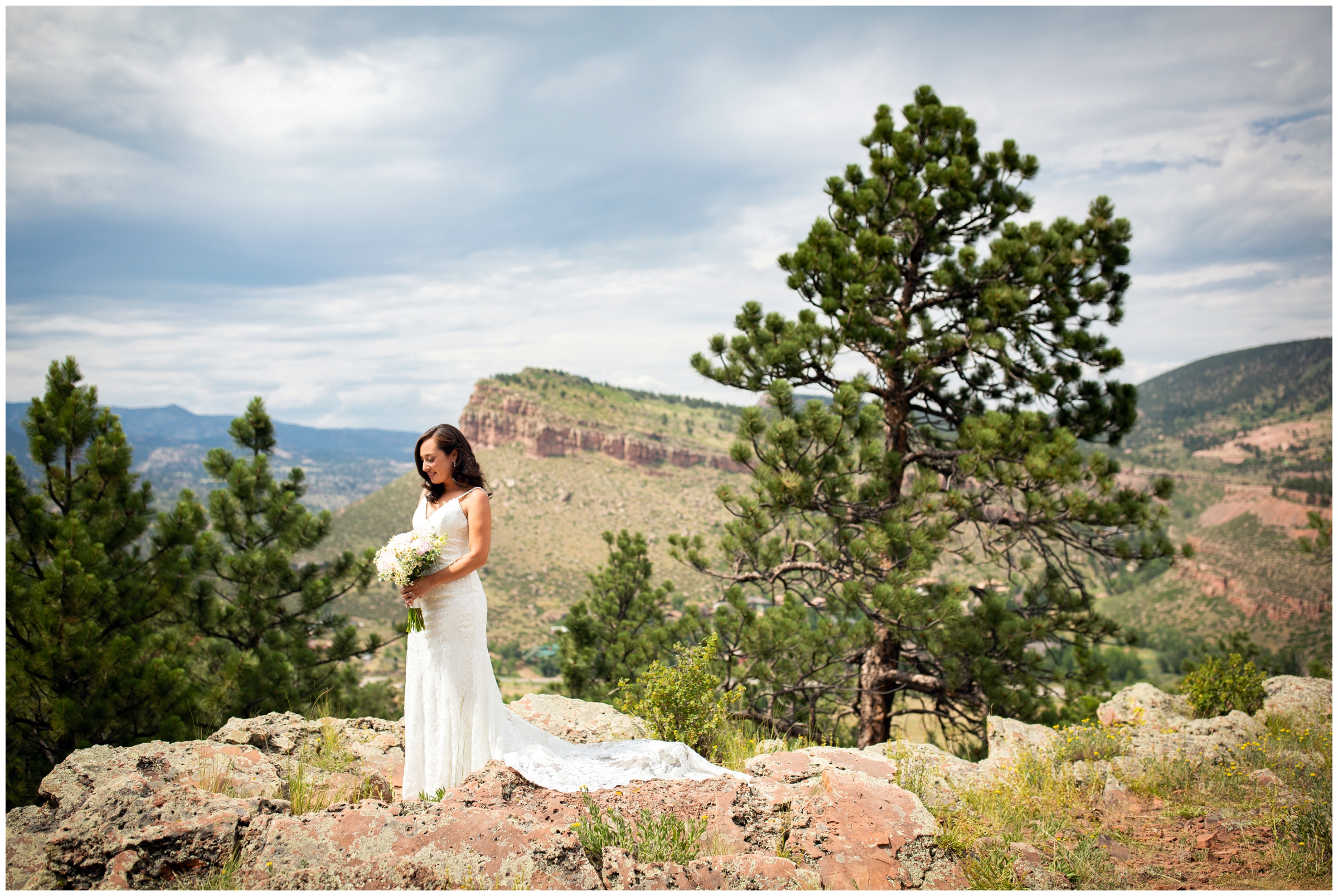 Colorado bride posing for mountain wedding portraits in Lyons CO 