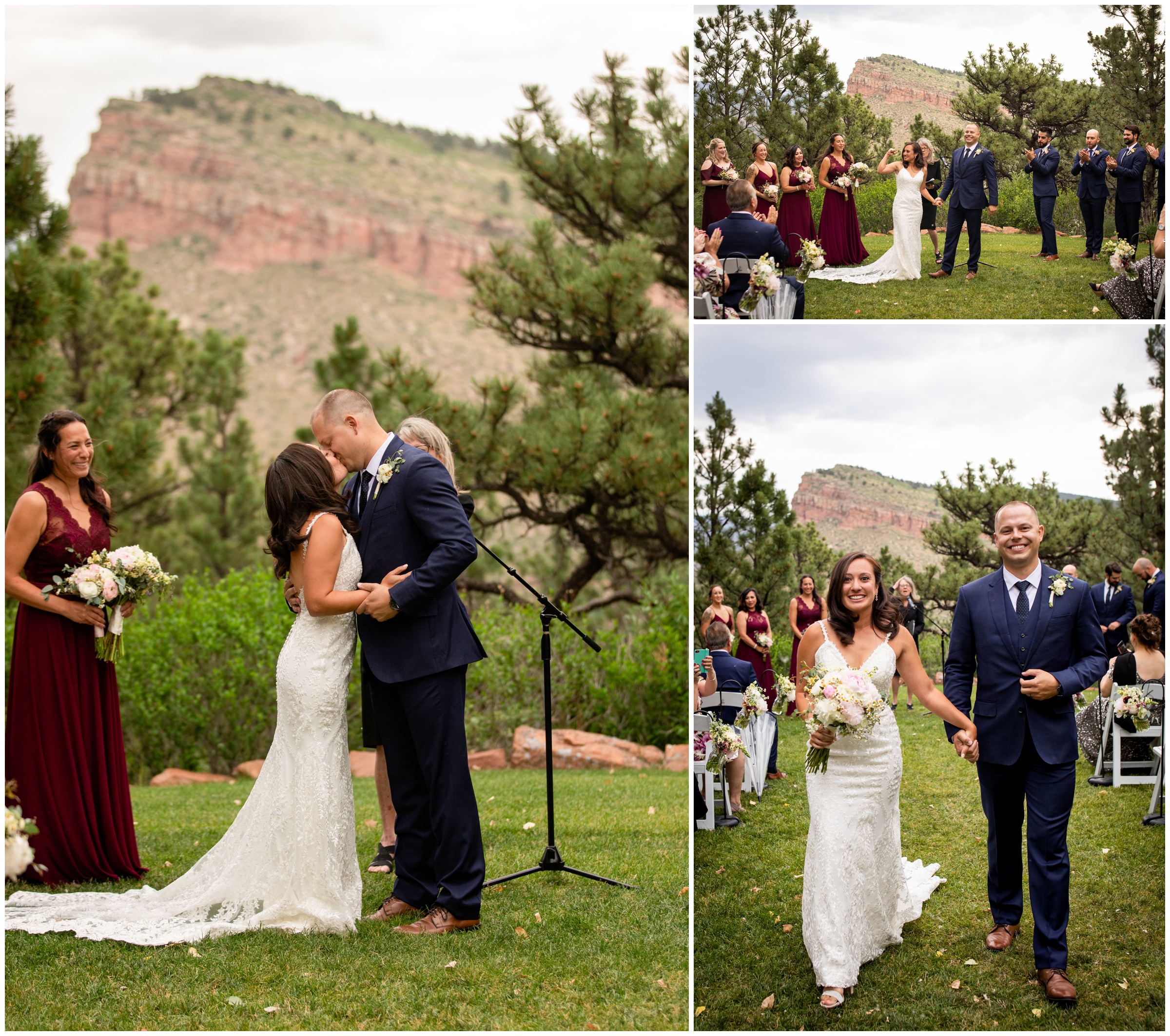 bride and groom first look at Lyons Colorado wedding ceremony 