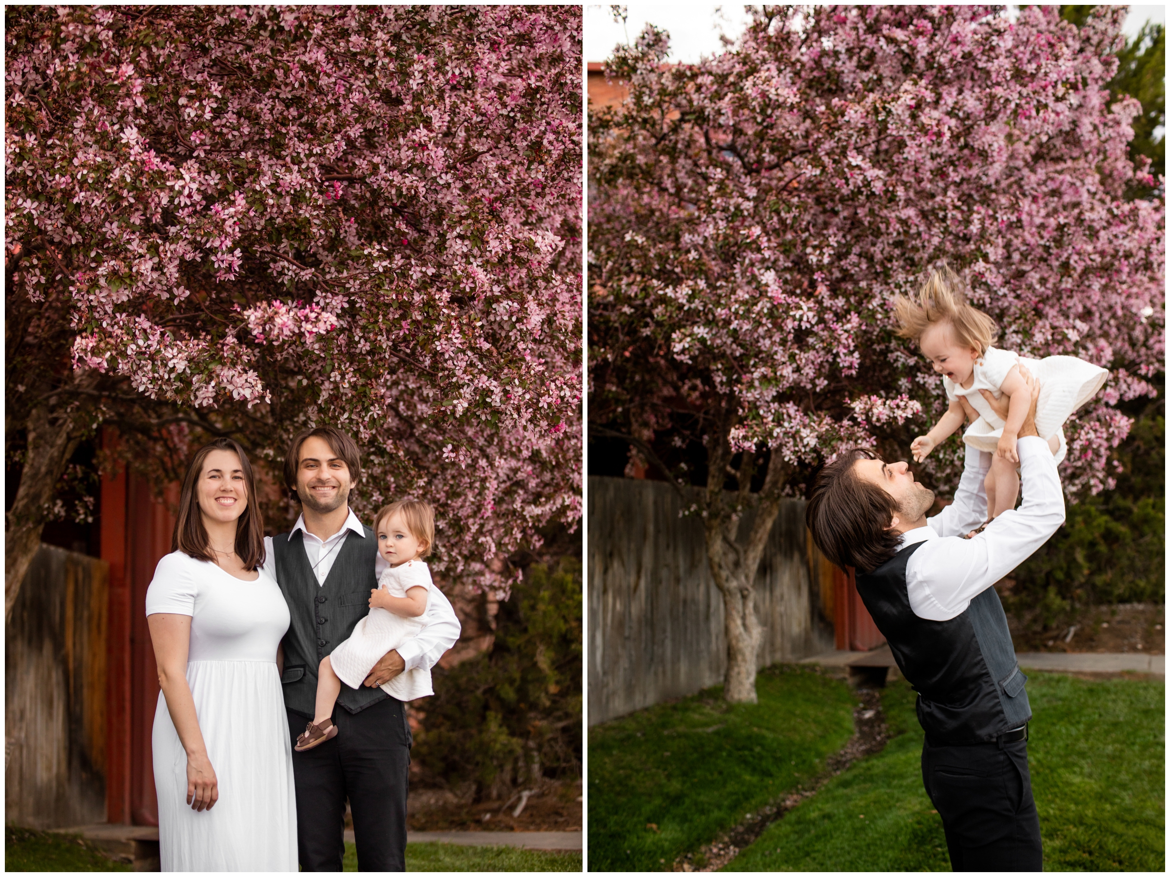 Longmont spring family pictures at Roosevelt Park rose gardens by Colorado portrait photographer Plum Pretty Photography