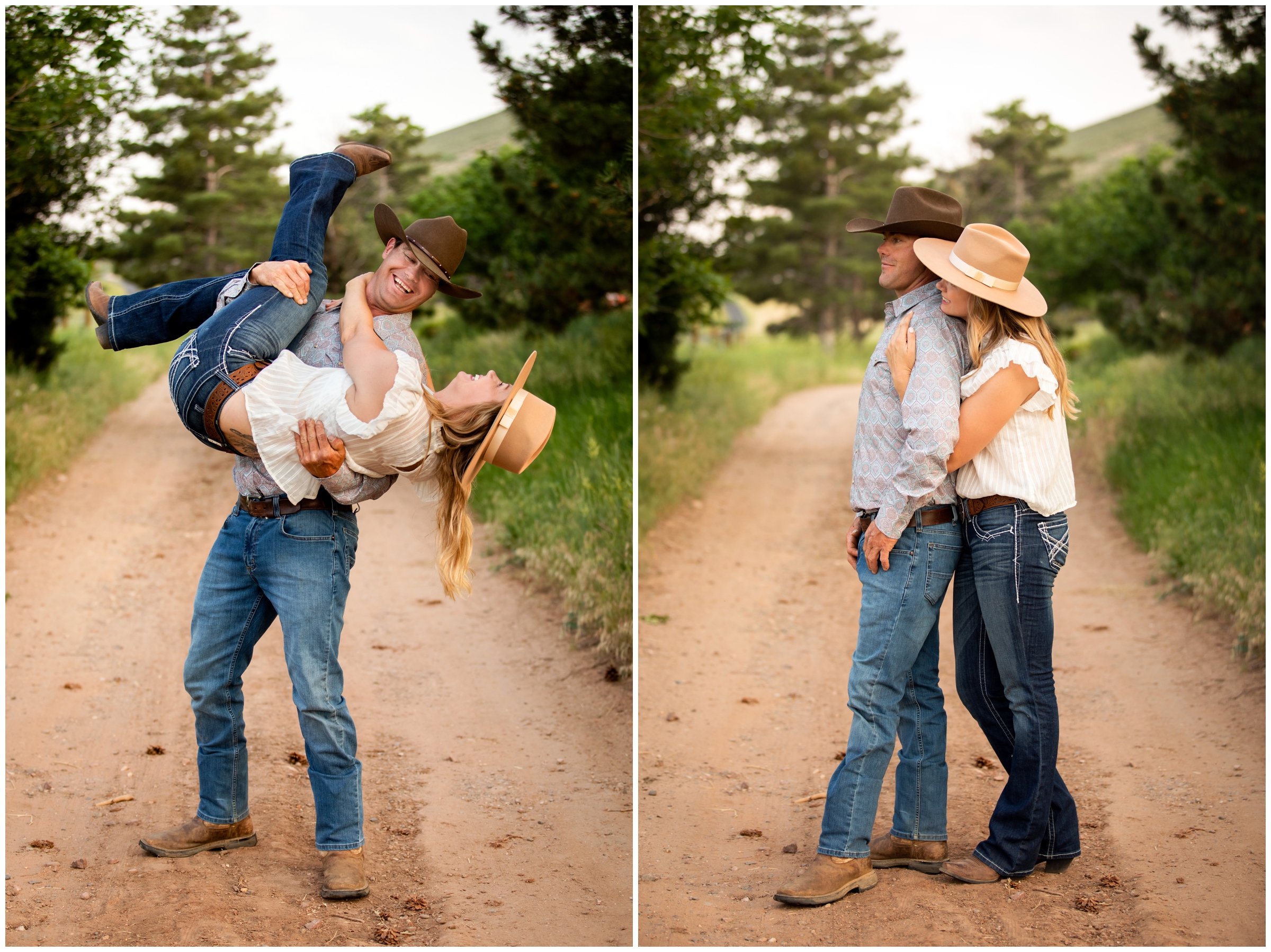 guy lifting his girlfriend during rustic farm couples photos in Loveland Colorado 