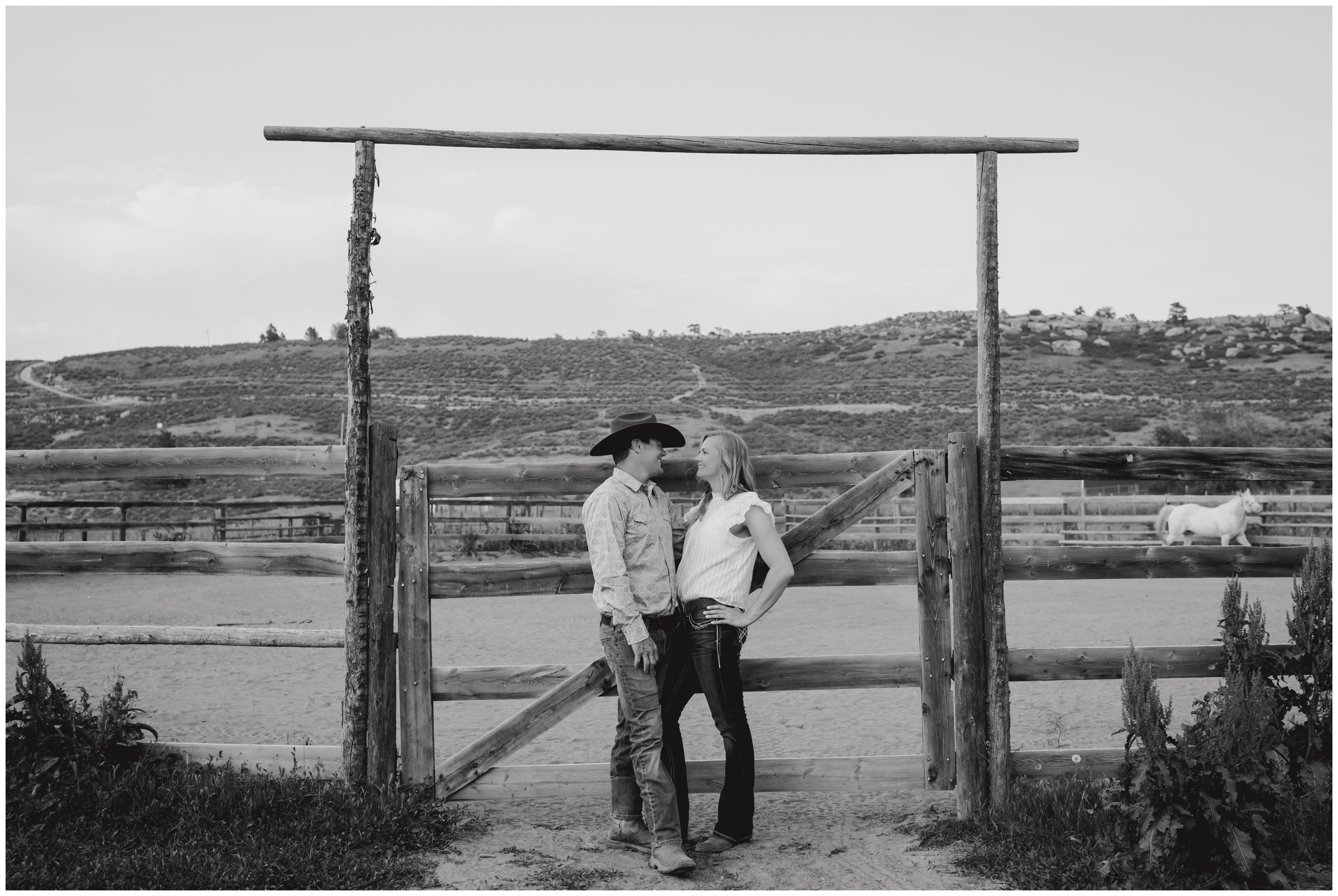 Rustic engagement pictures on a farm in Loveland CO