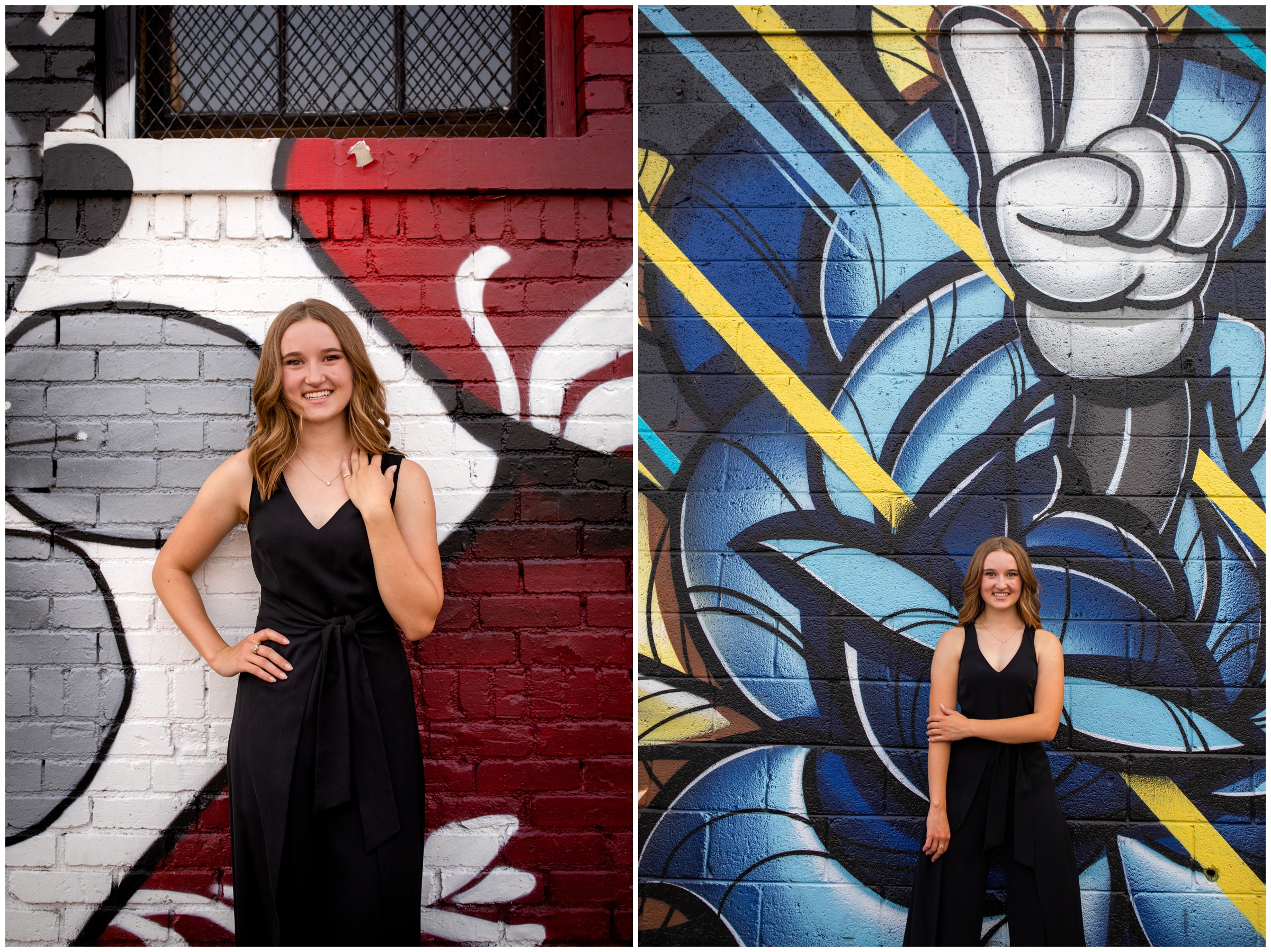 colorful wall mural senior photography inspiration in Denver CO