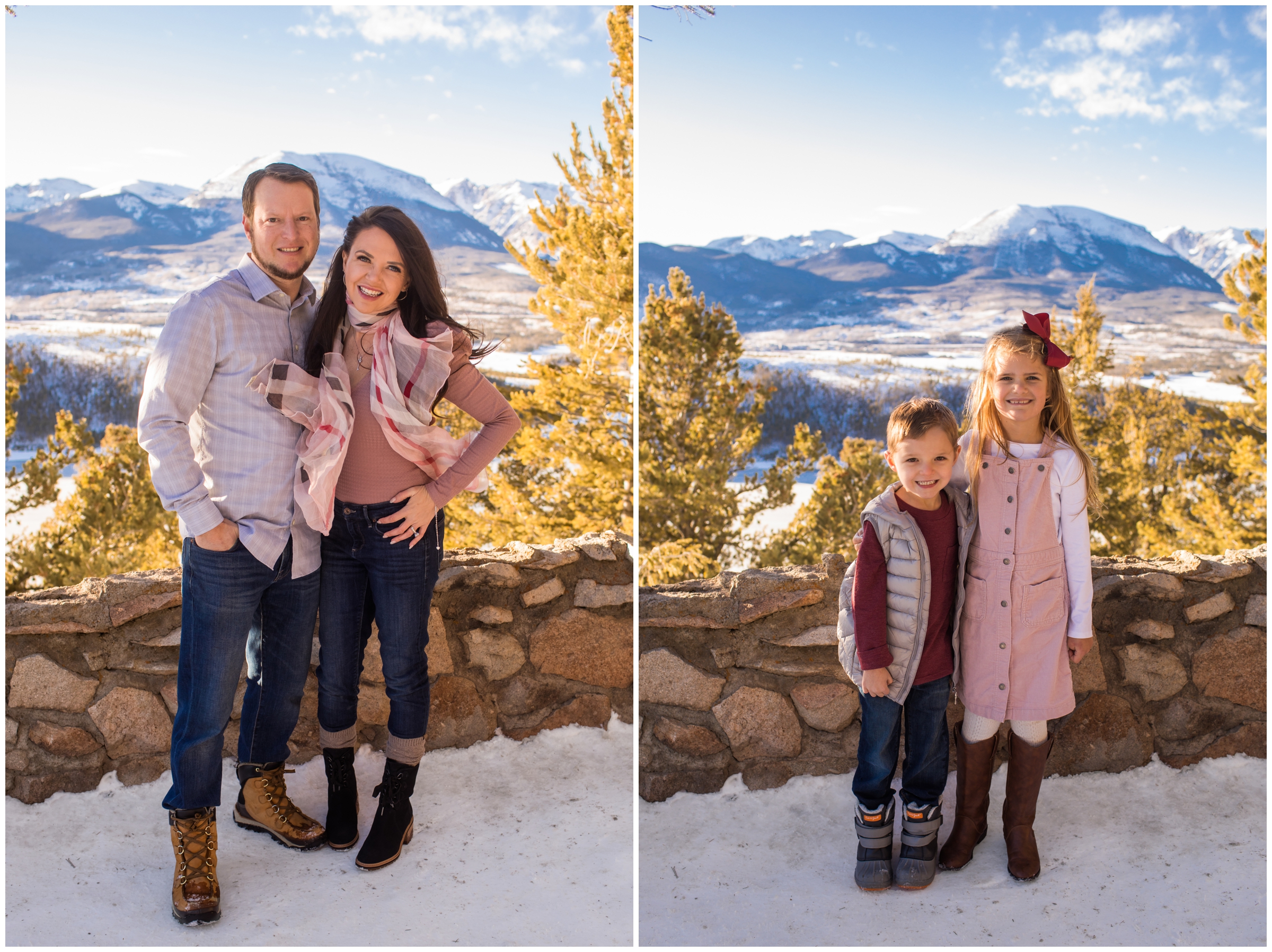 snowy mountain family photos at Sapphire Point Colorado 