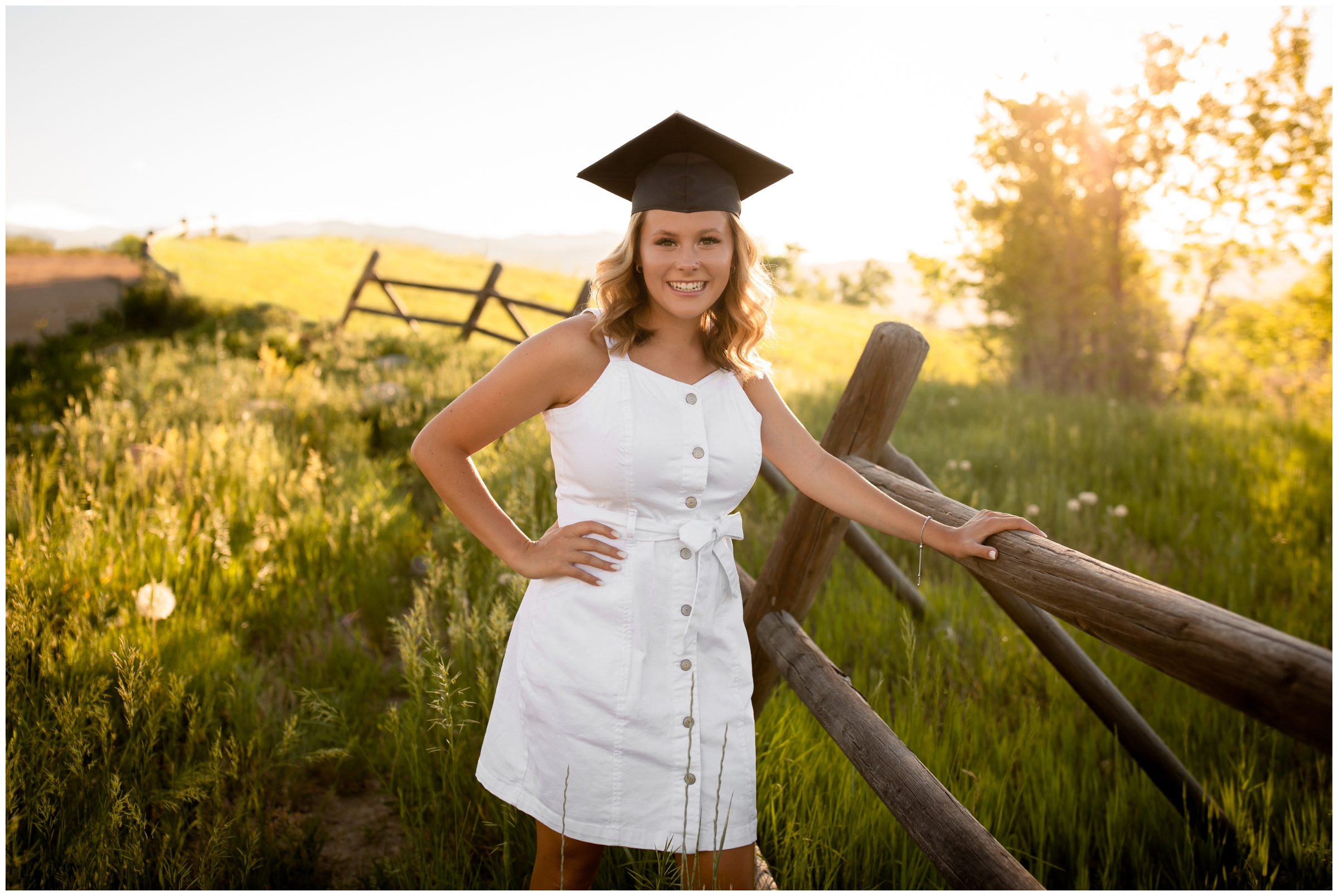 Cap and gown photography inspiration at coot lake in boulder Colorado 