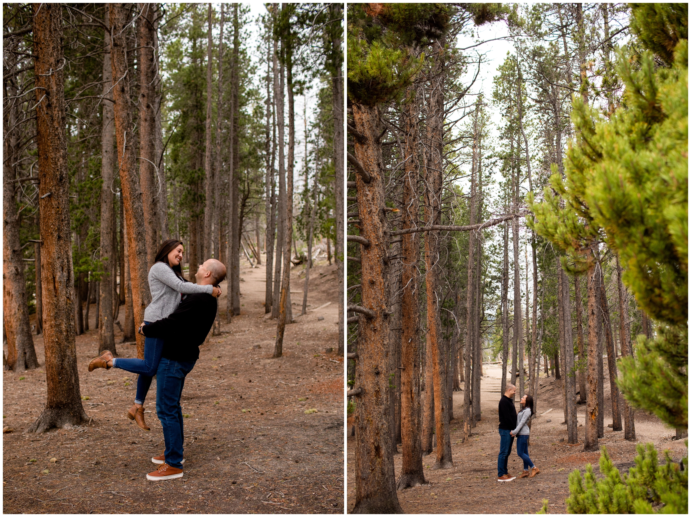 Forest engagement photography inspiration in RMNP estes park