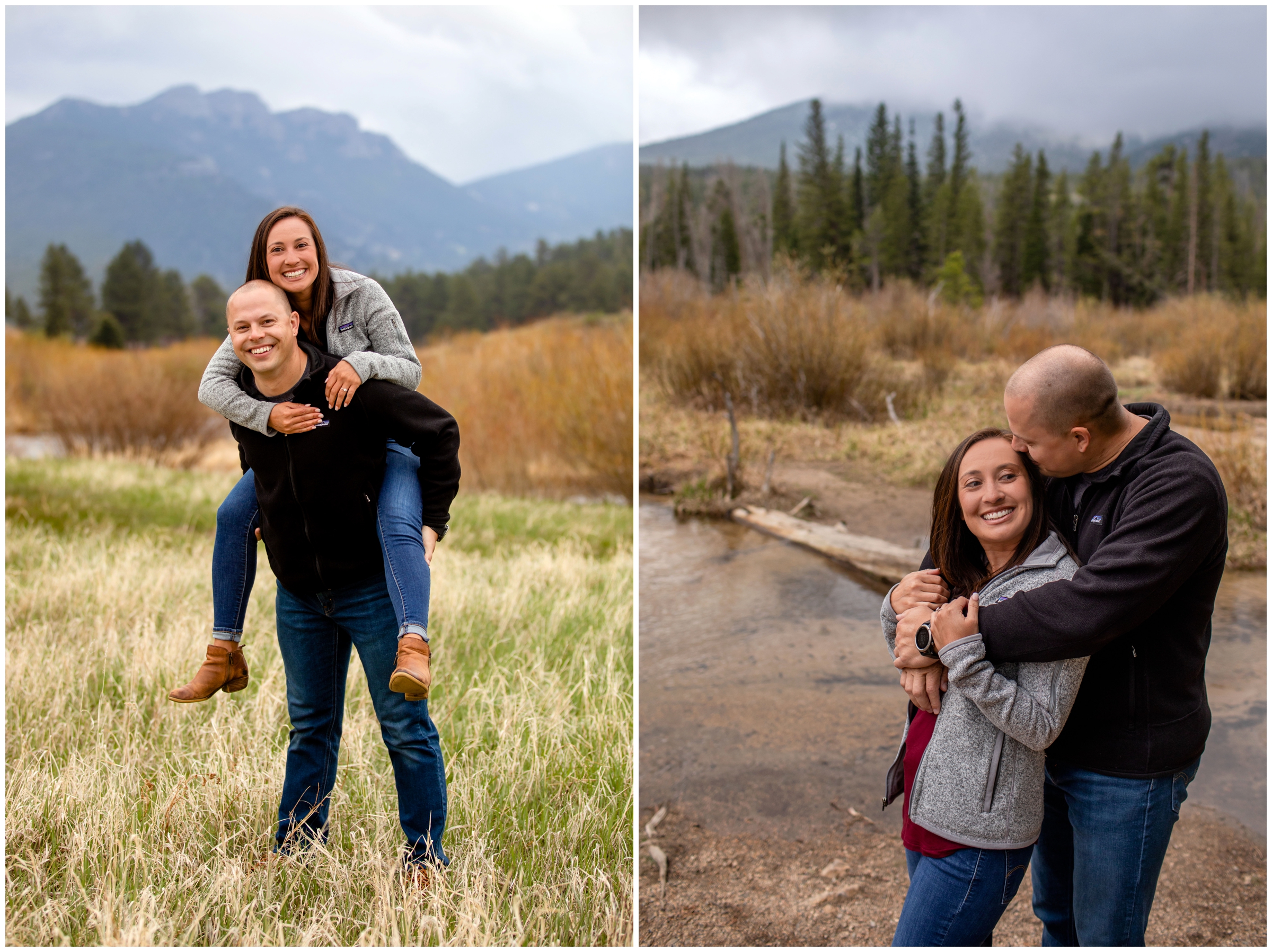 RMNP engagement photos at Moraine Park and Sprague Lake by Estes Park wedding photographer Plum Pretty Photography