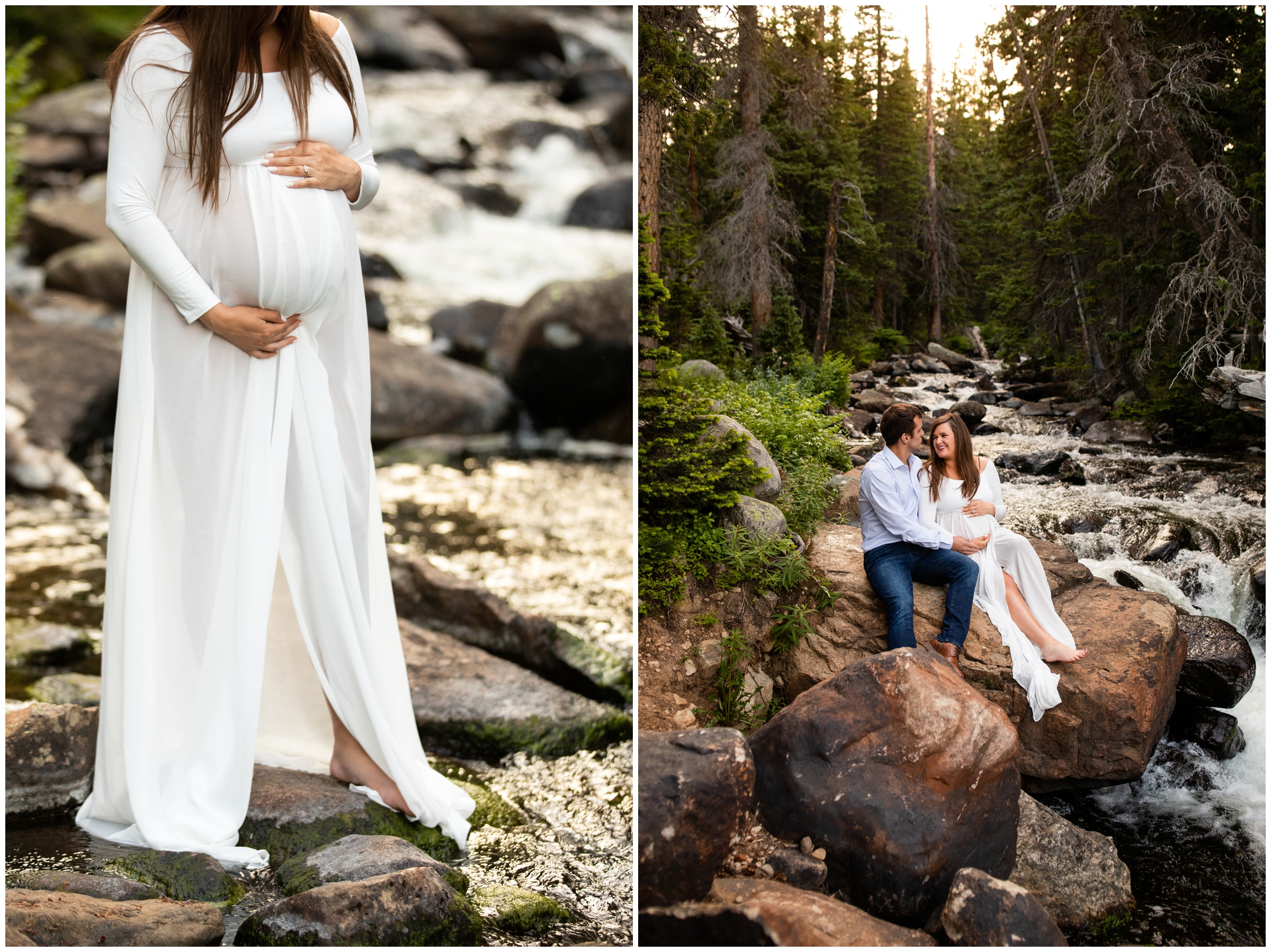 River maternity pictures at Brainard lake in the Colorado mountains 