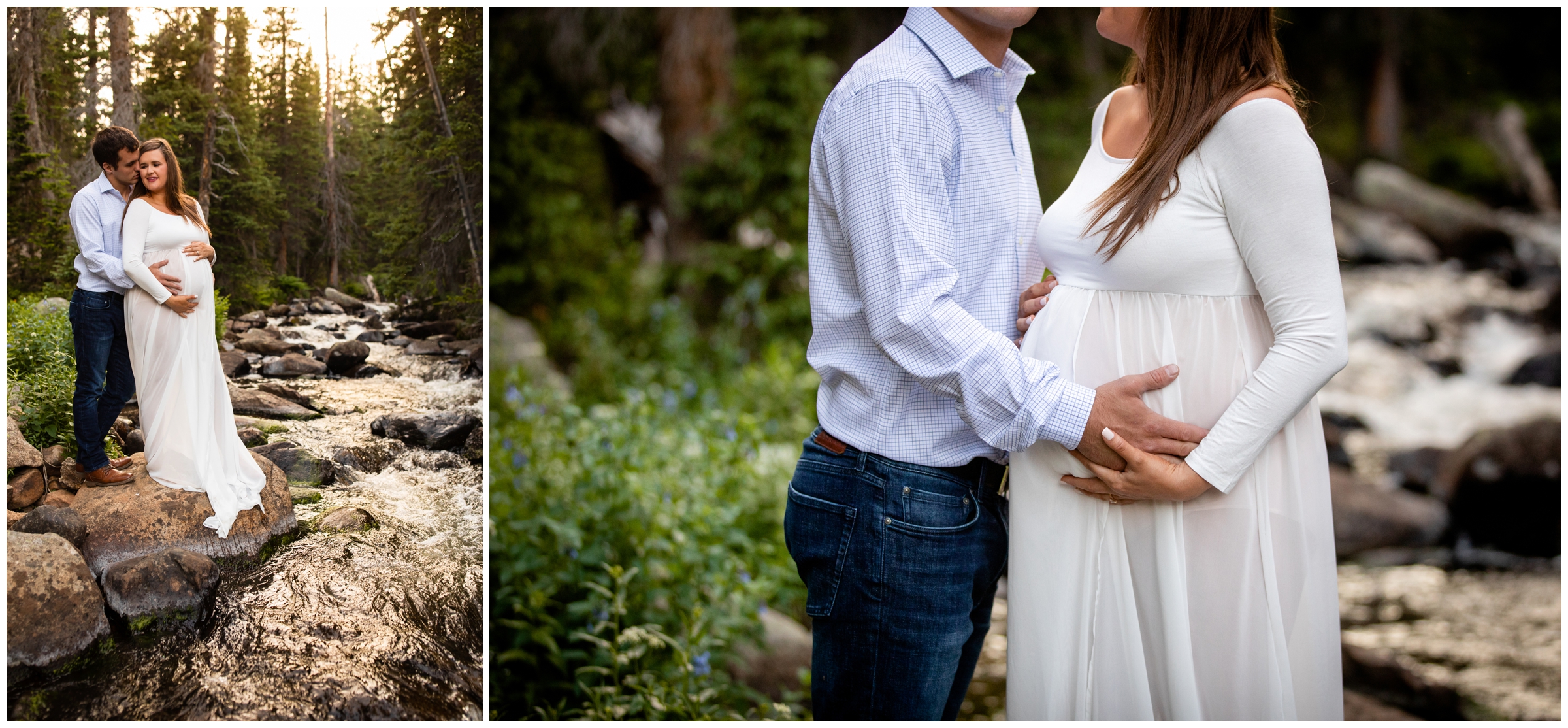 Forest maternity photos in the Colorado mountains 