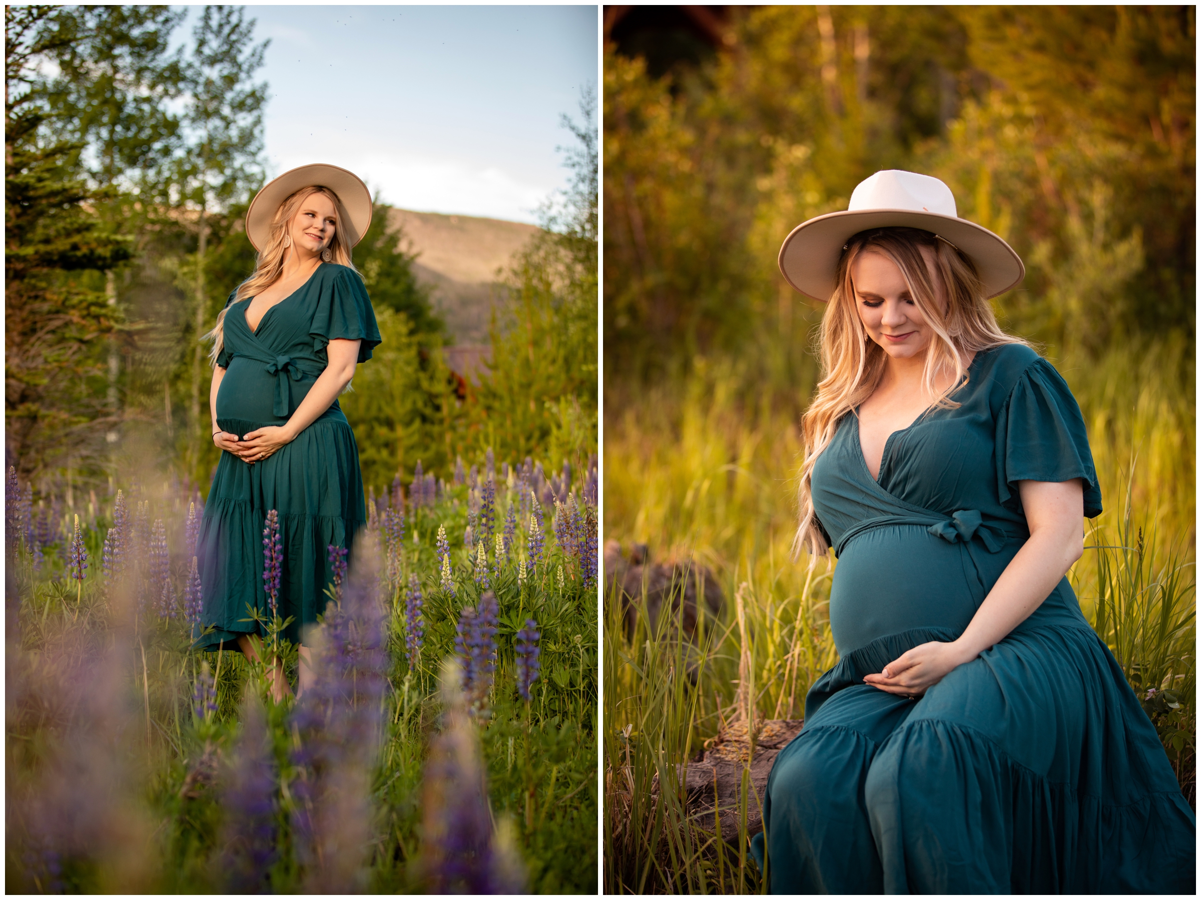 maternity photography inspiration in a wildflower field in the Colorado mountains 