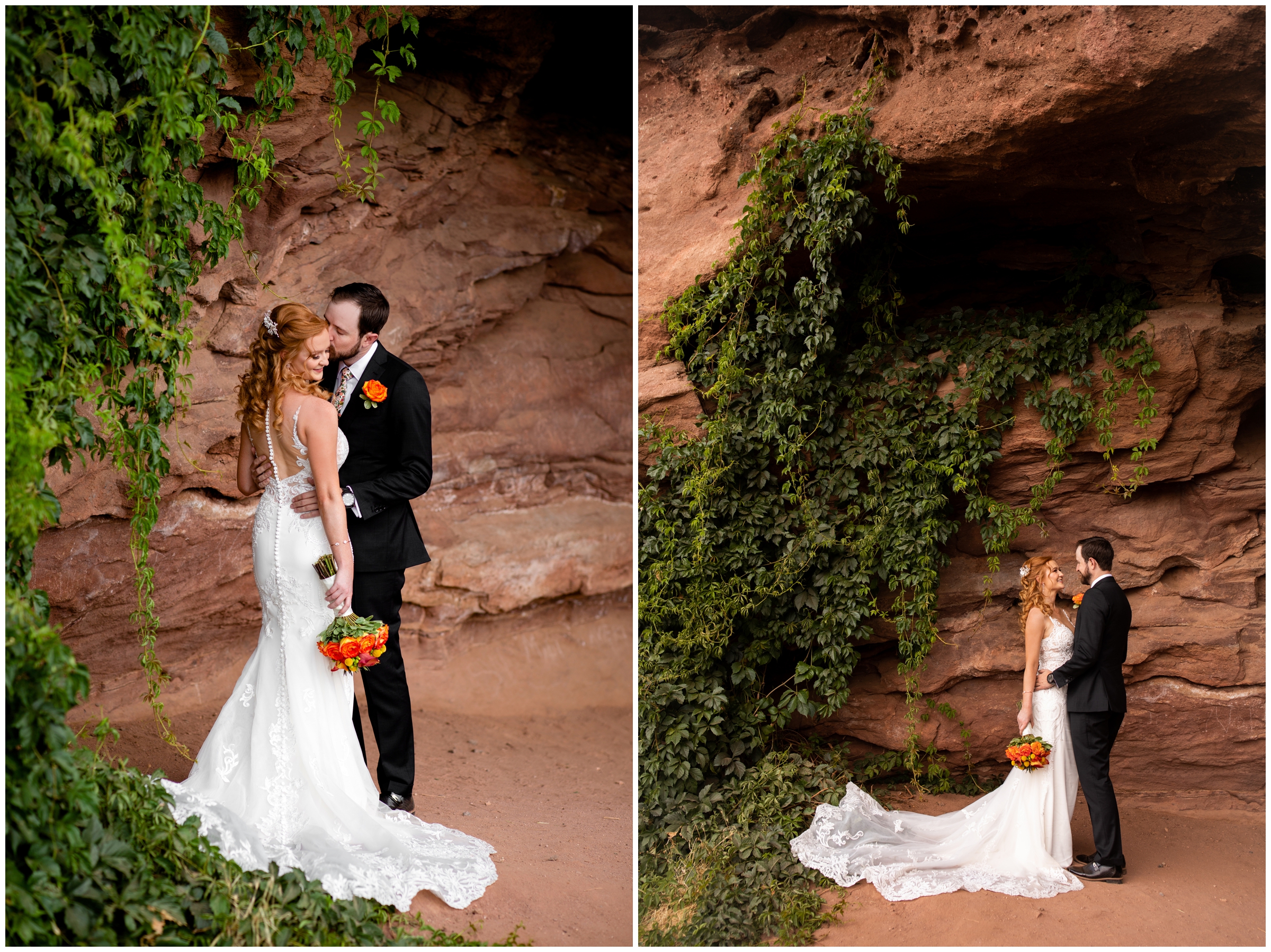 romantic wedding portraits at Red Rocks Amphitheater and Park in Morrison Colorado 
