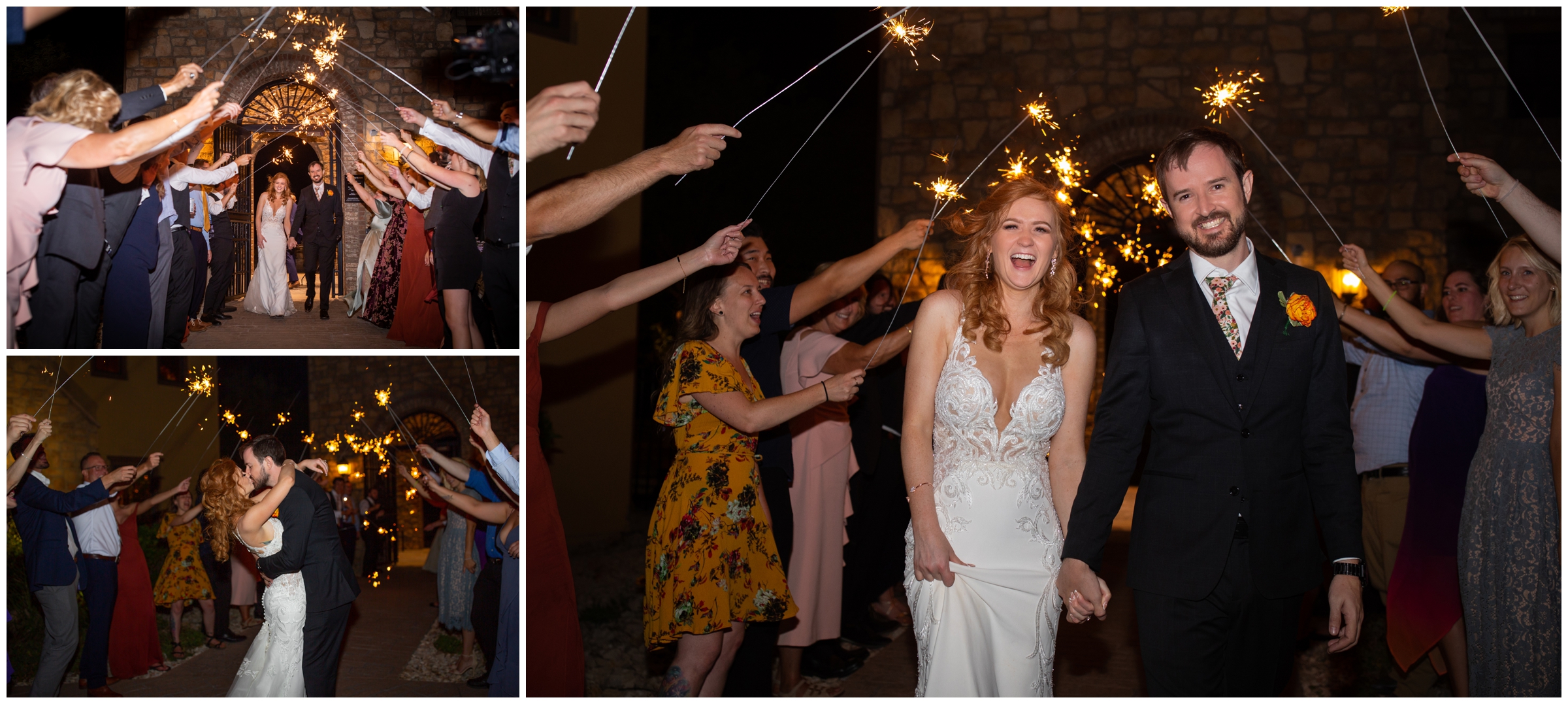 wedding sparkler exit inspiration at solterra wedding reception in morrison Colorado 