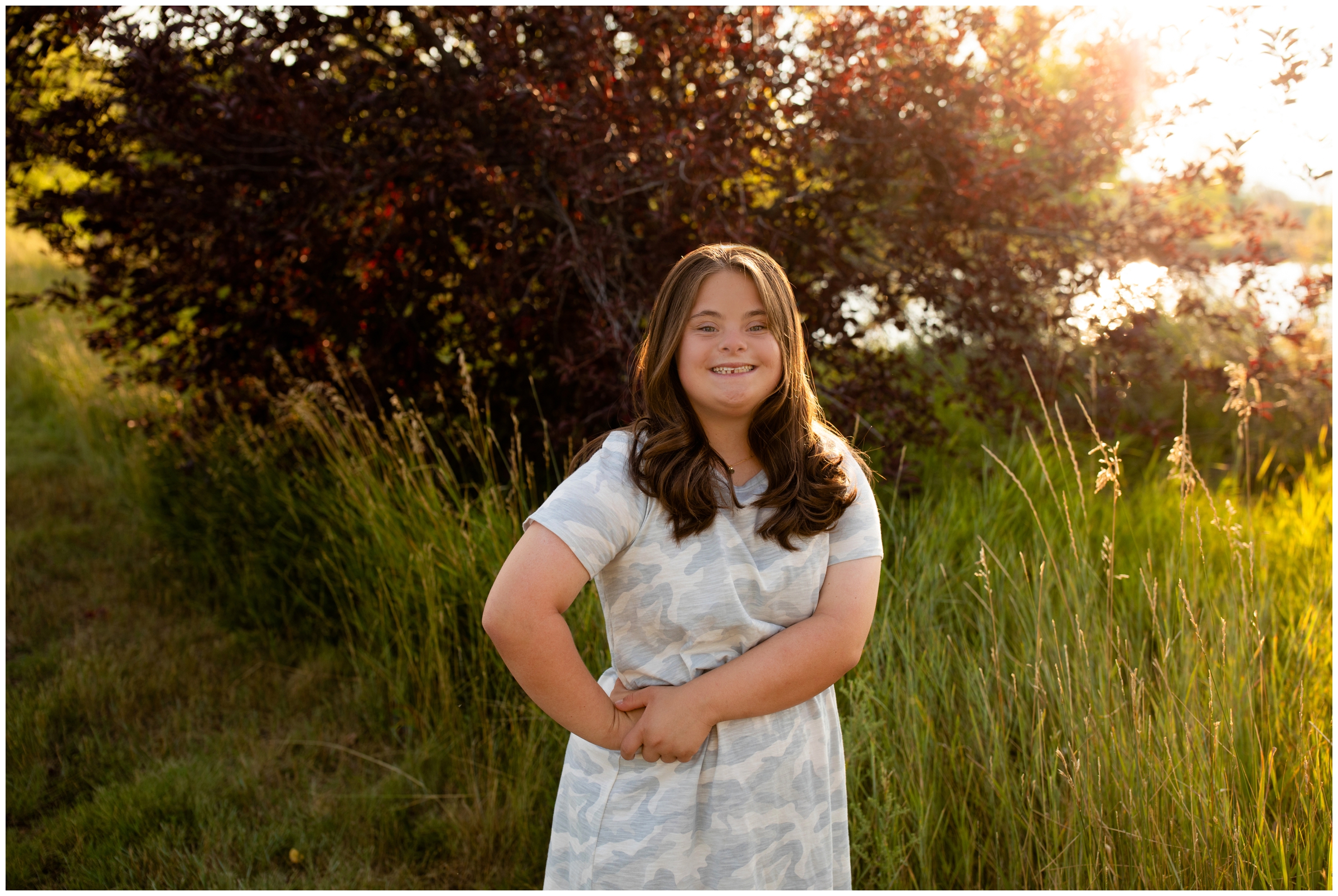 Silver creek high Colorado student posing at golden ponds during pre graduation photography session 