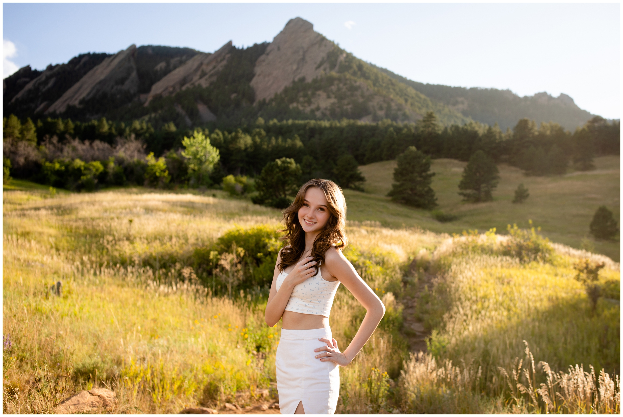 Boulder flatirons senior photography inspiration by Colorado portrait photographer Plum Pretty Photography 