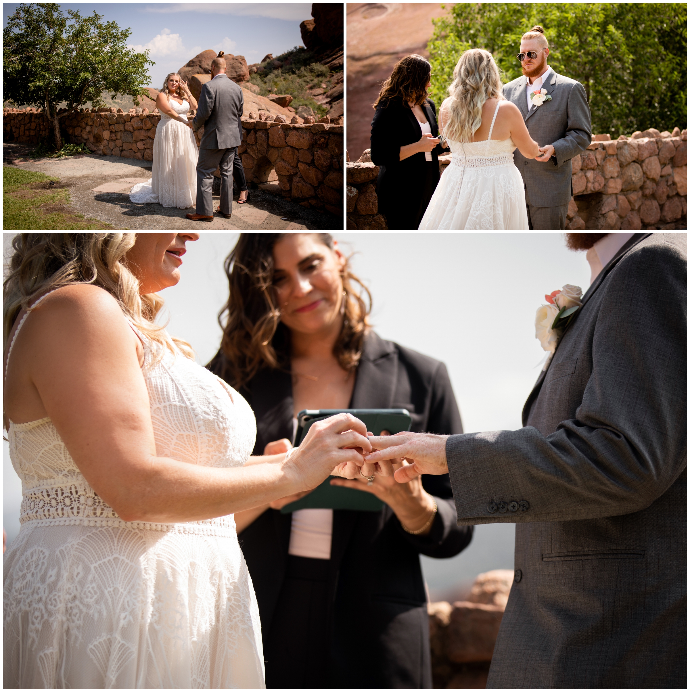 couple saying their vows at Red Rocks Trading Post micro wedding ceremony 