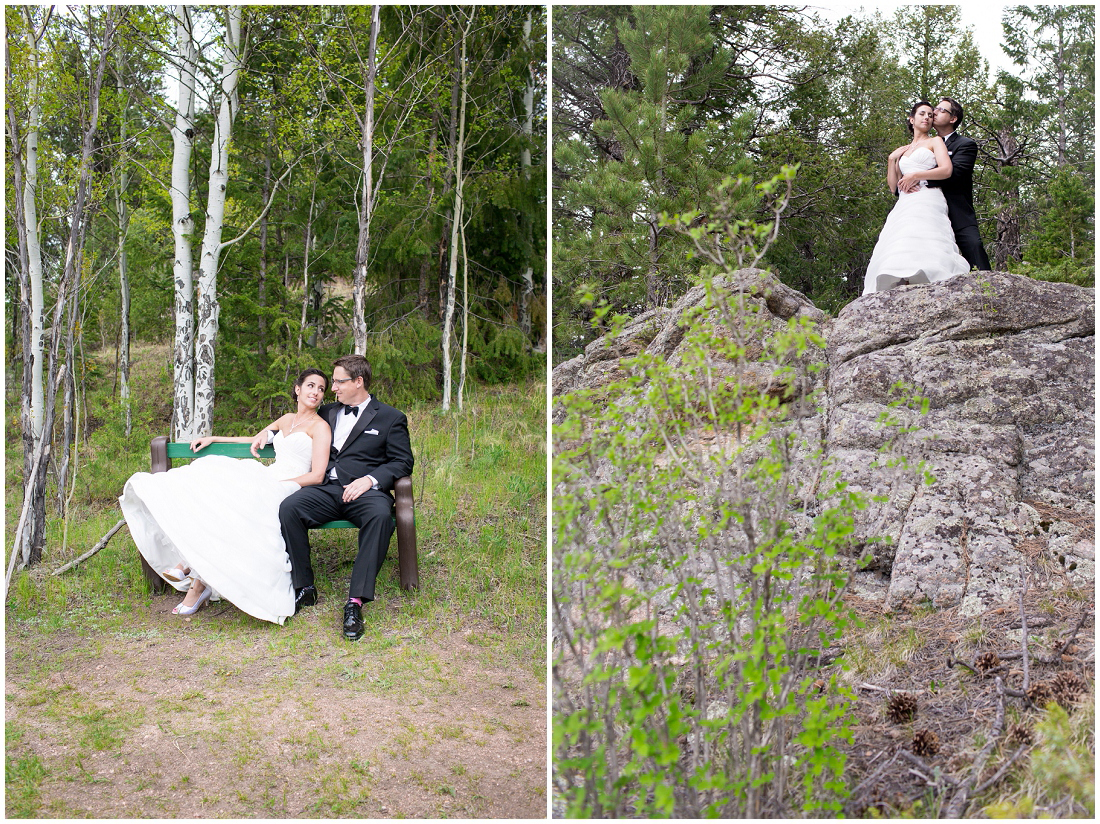 photo of bride and groom on a cliff