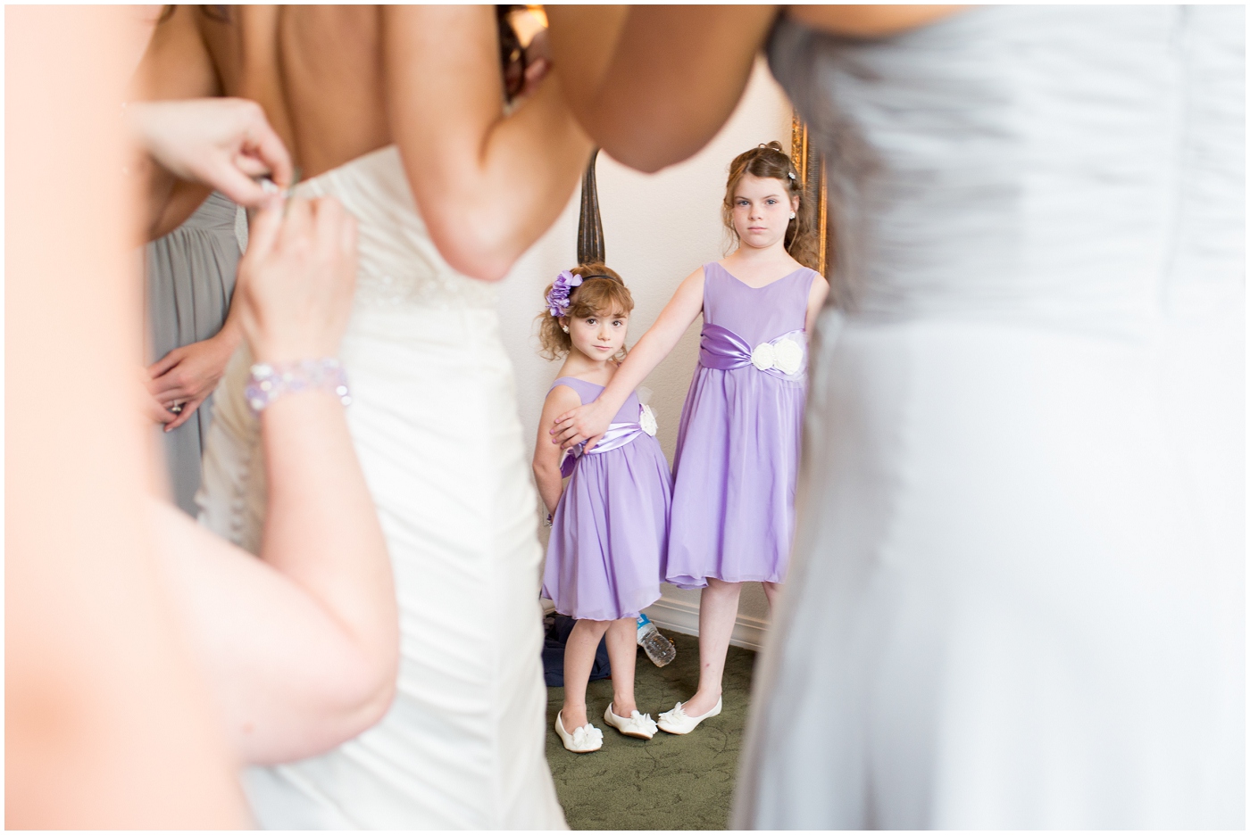 picture of flower girls in purple