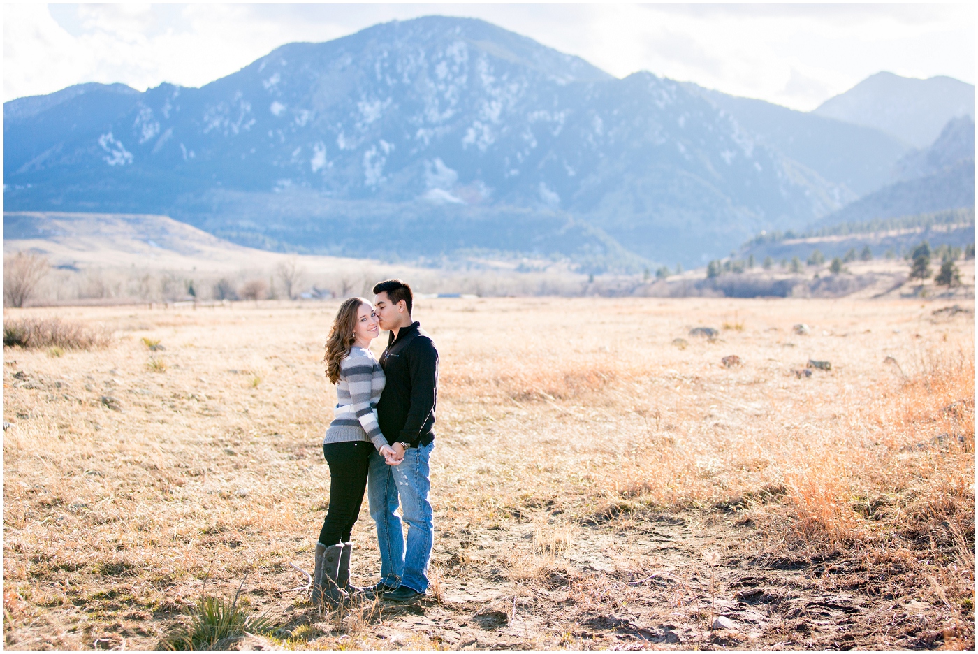 picture of boulder flatirons engagement photos