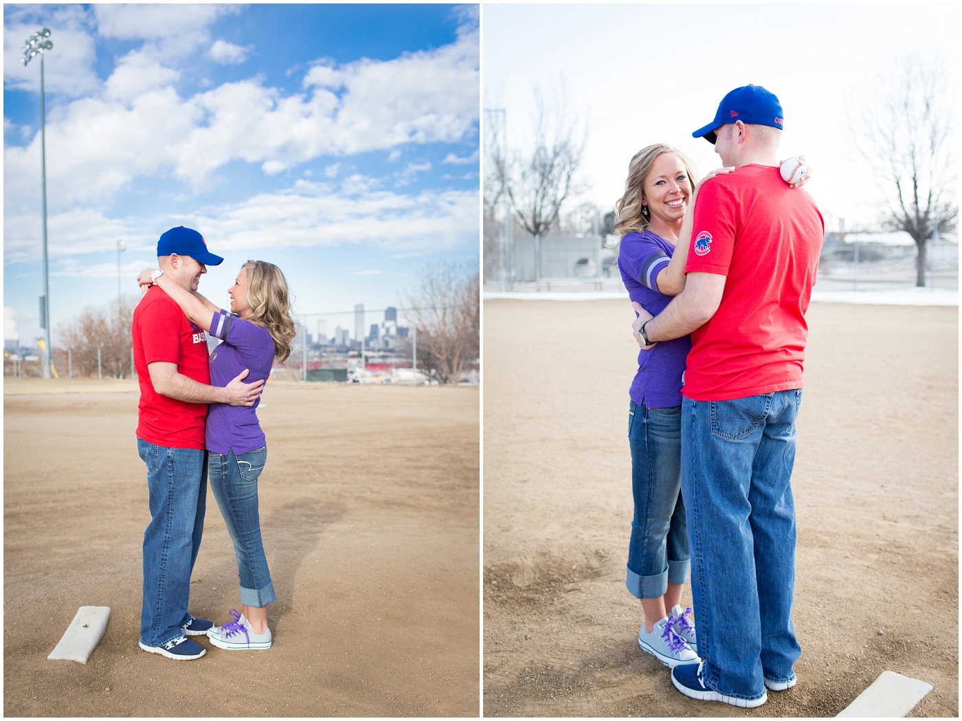 baseball engagement photos in Denver