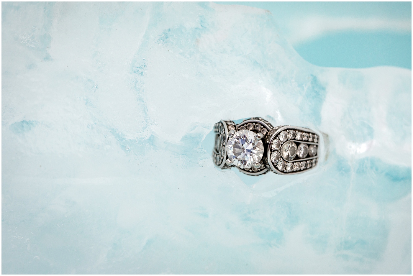 picture of wedding ring on ice