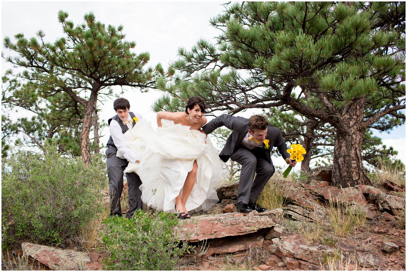 picture of bride and groom being silly