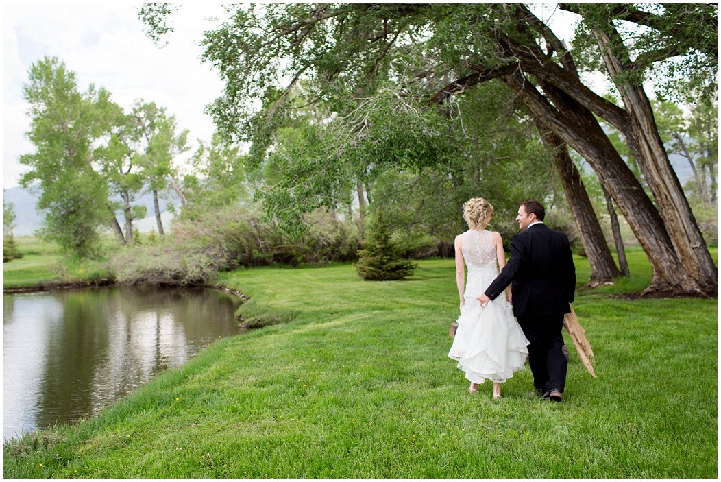 picture of bride and groom walking