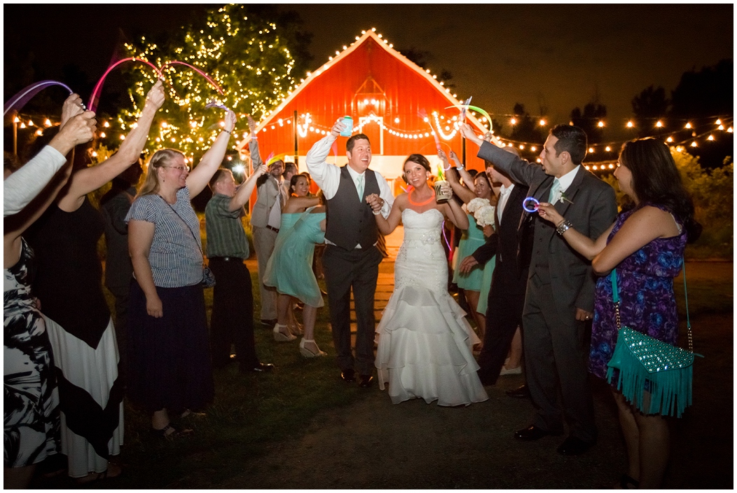 picture of wedding glow stick exit