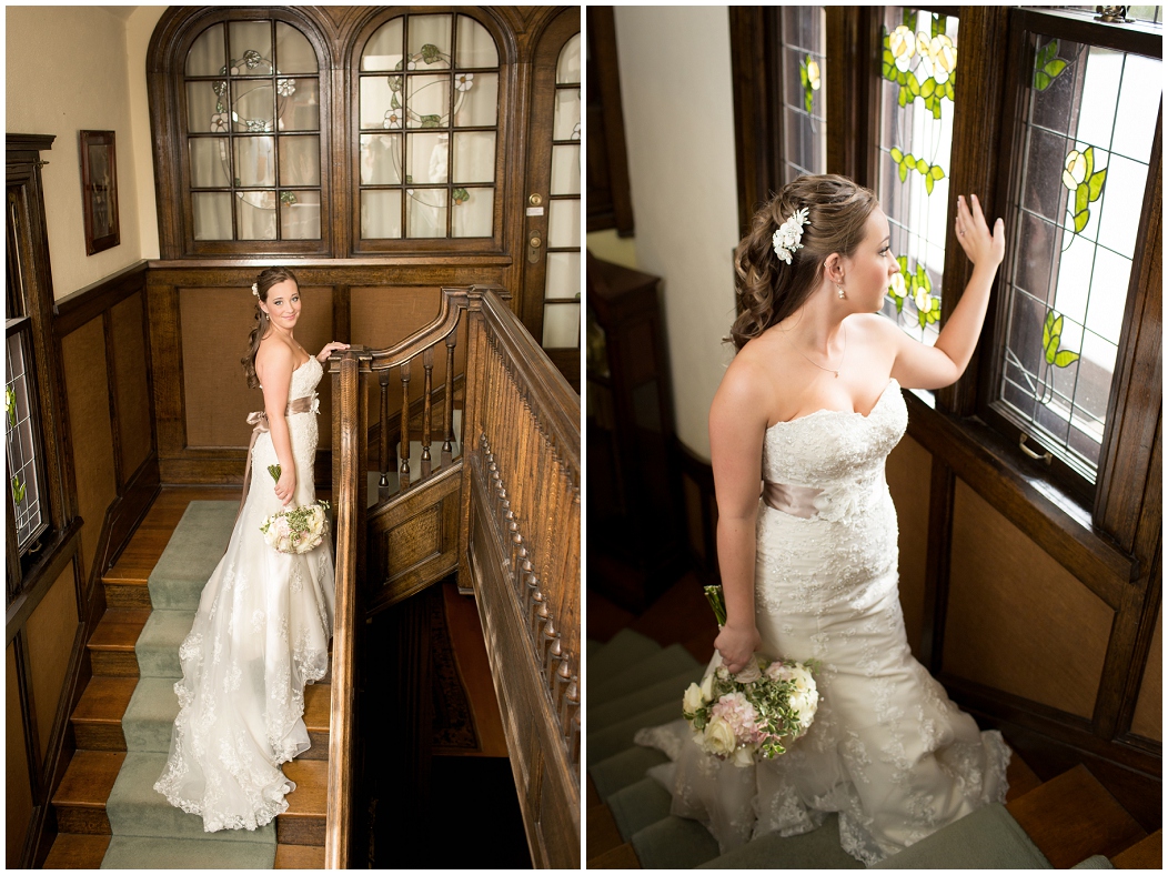 picture of bride on a staircase 