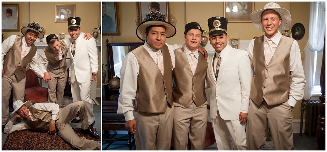 picture of groomsmen in funny hats