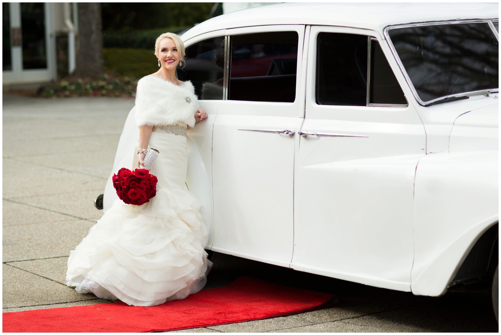 picture of bride with princess rolls royce 