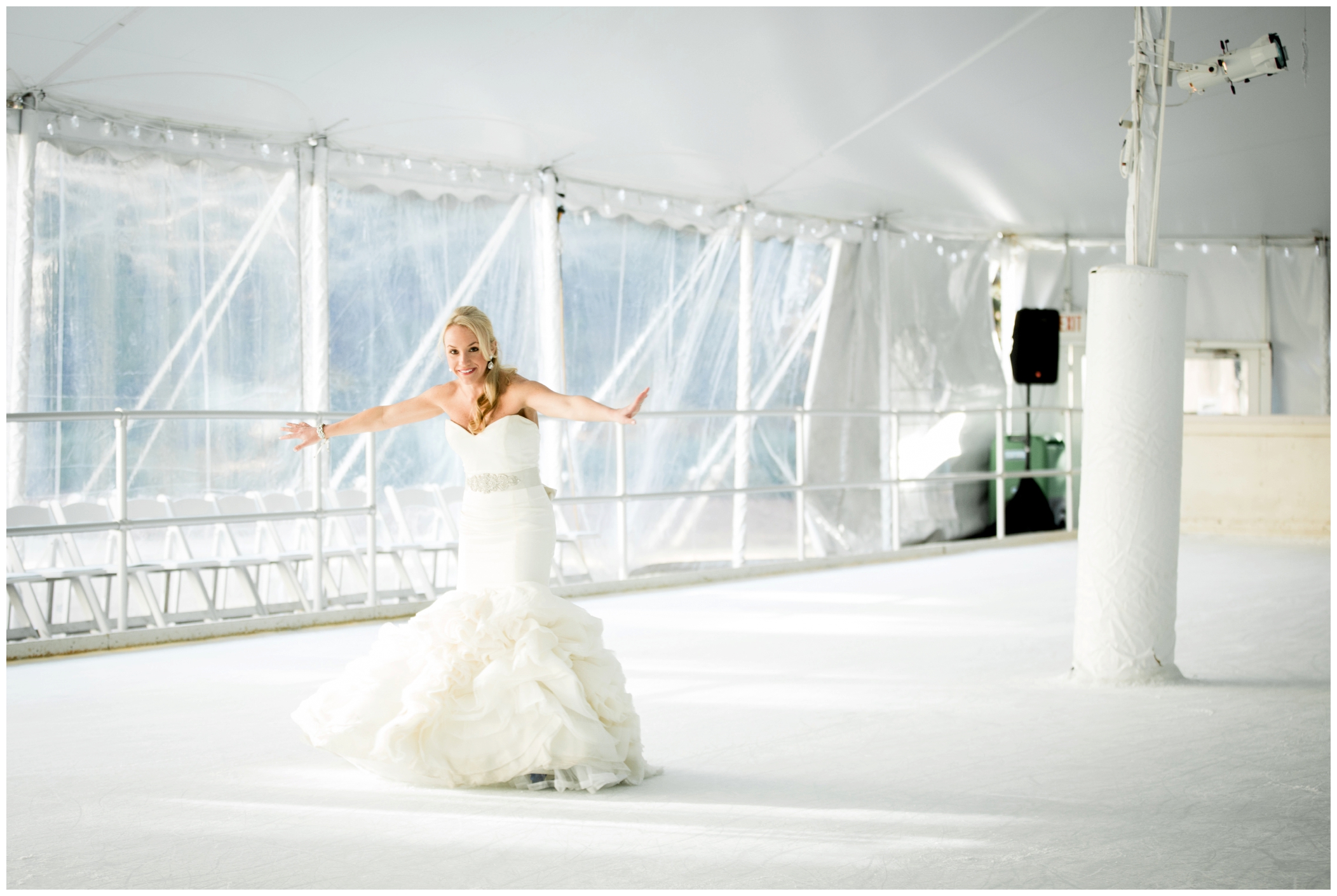 picture of bride on ice skates