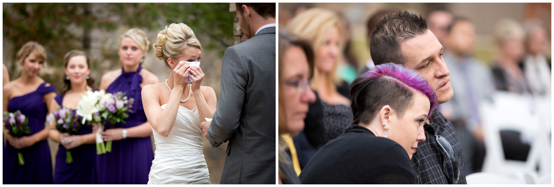 picture of bride wiping her tears 