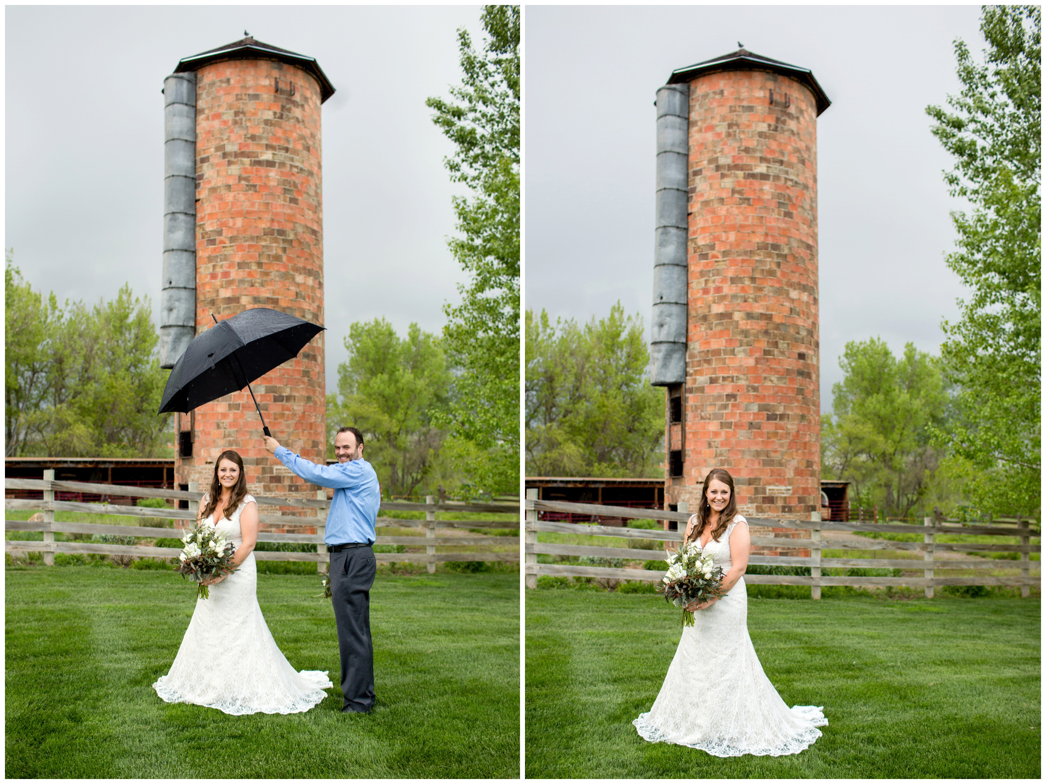 picture of rainy Colorado wedding