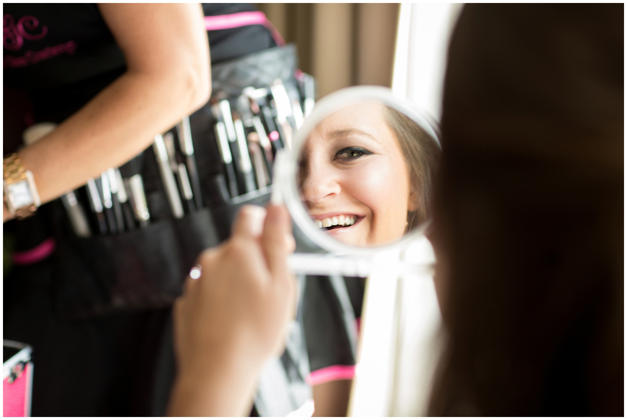 picture of bride looking in a mirror