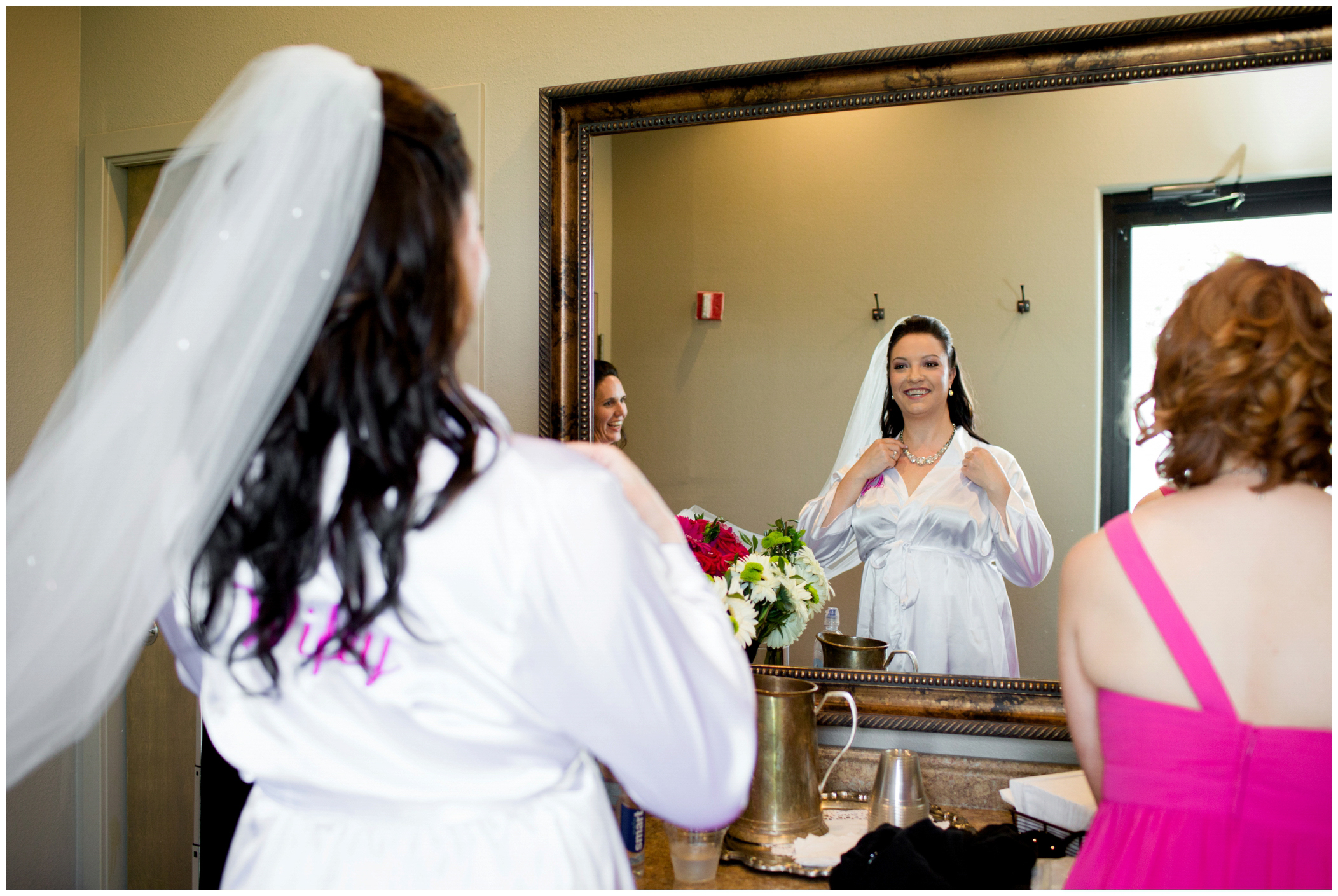 picture of bride looking in mirror