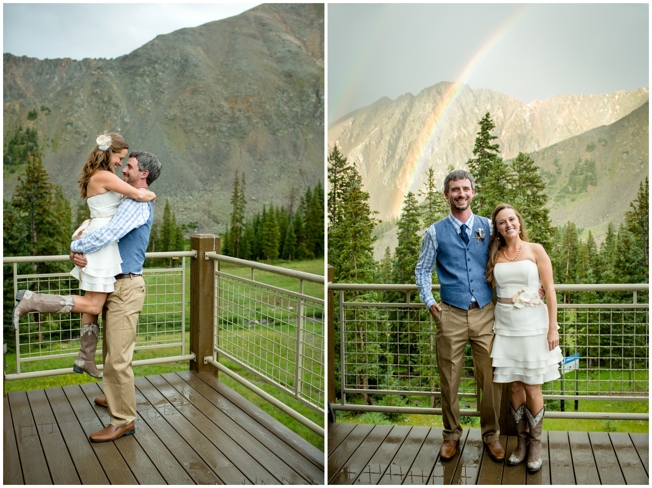 rainbow wedding photos in Colorado mountains 