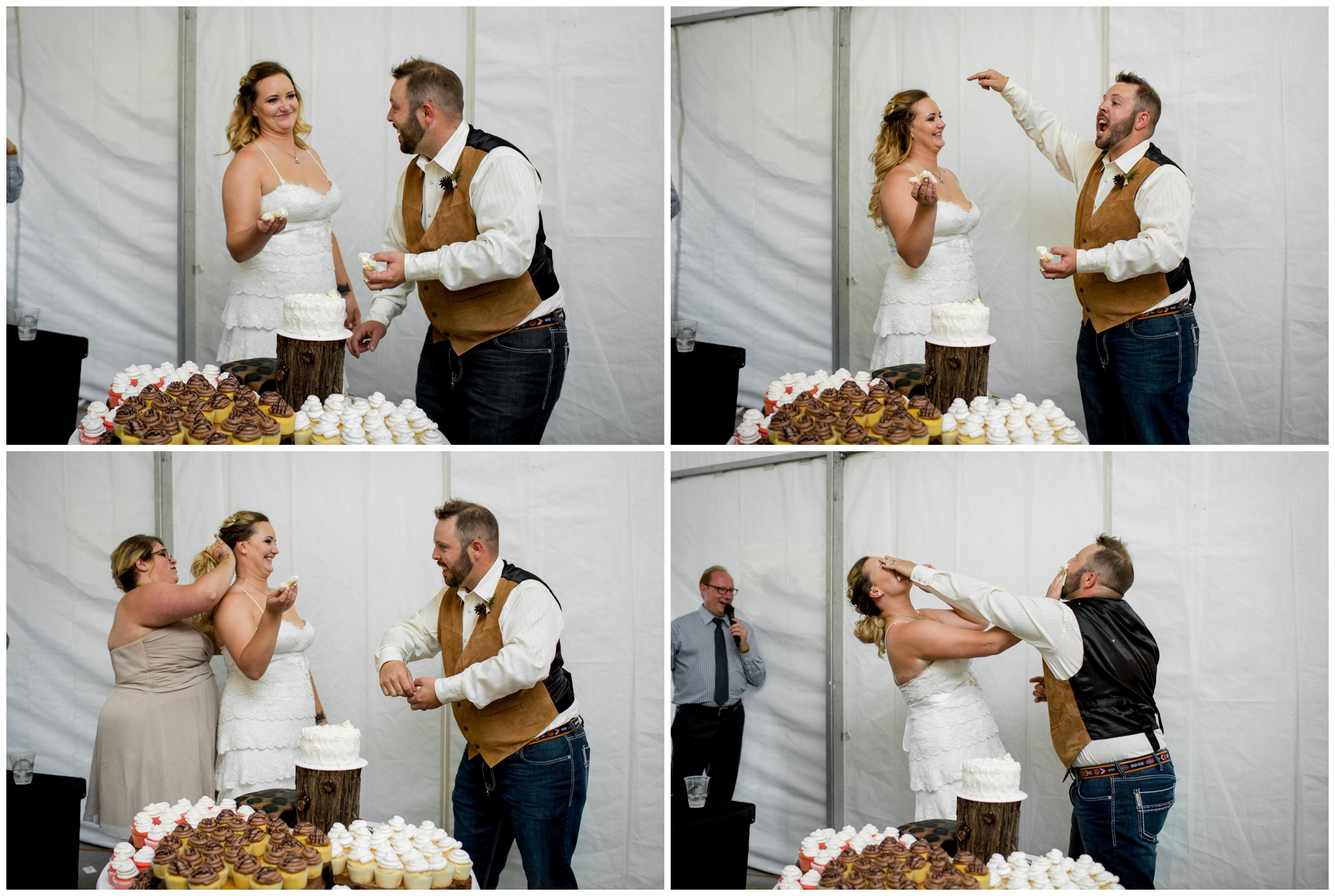 cake smash at Colorado tent wedding