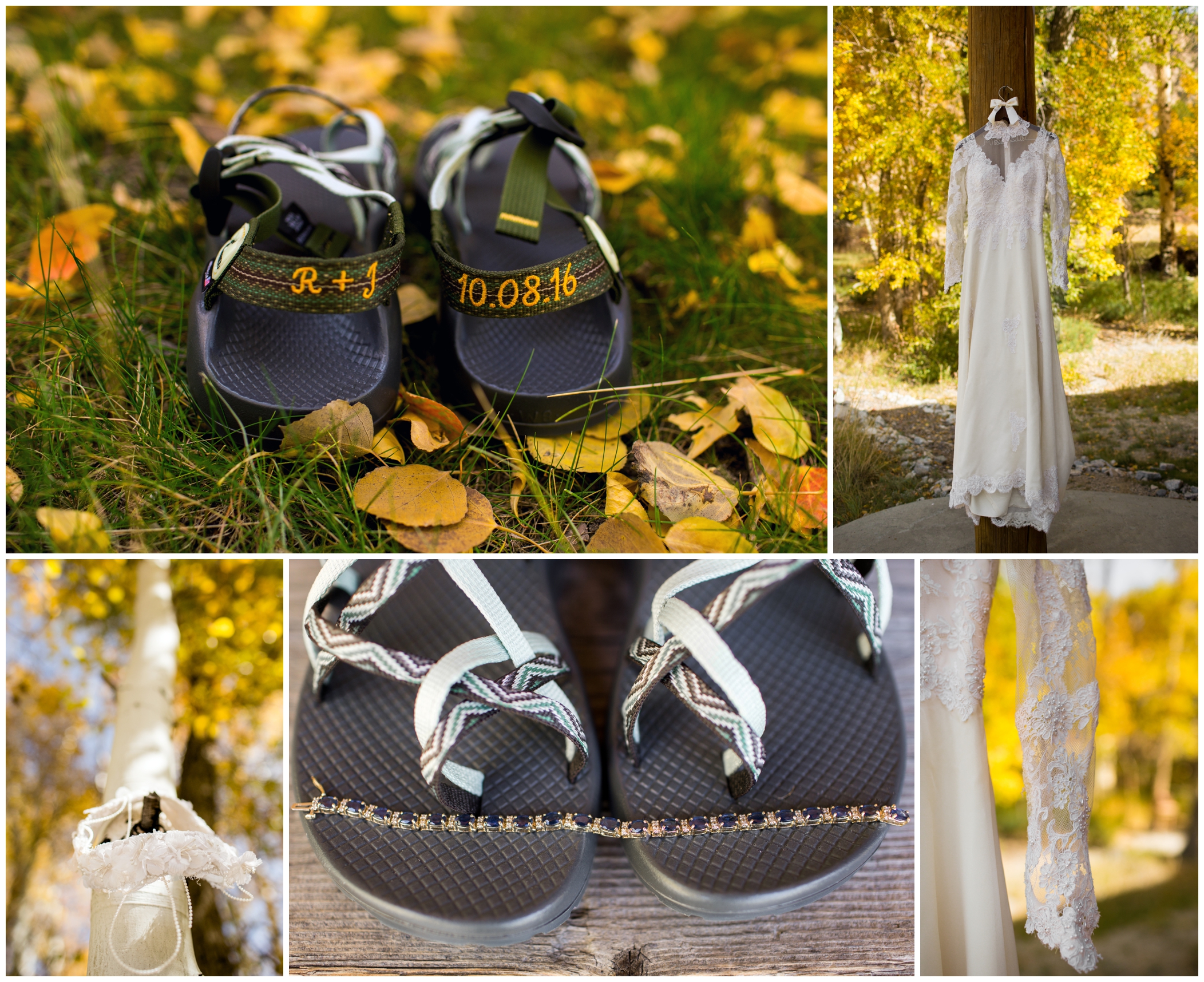 custom wedding chacos on Colorado bride 