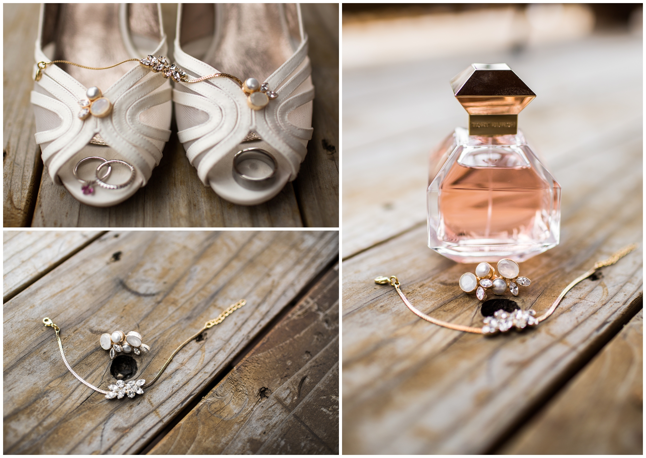 wedding jewelry and perfume at rustic CO wedding