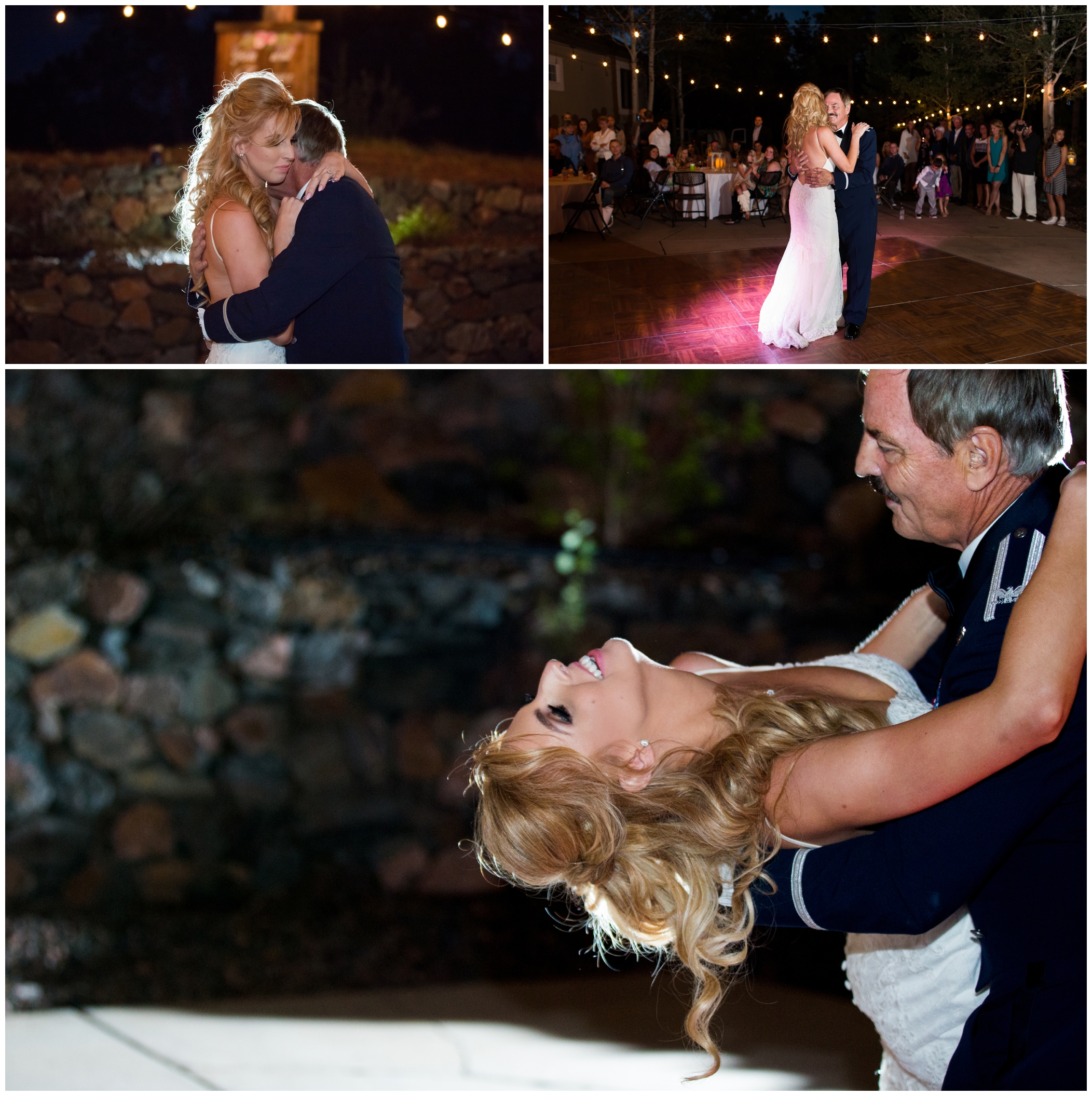 sweet father-daughter dance during Monument Colorado outdoor wedding reception 