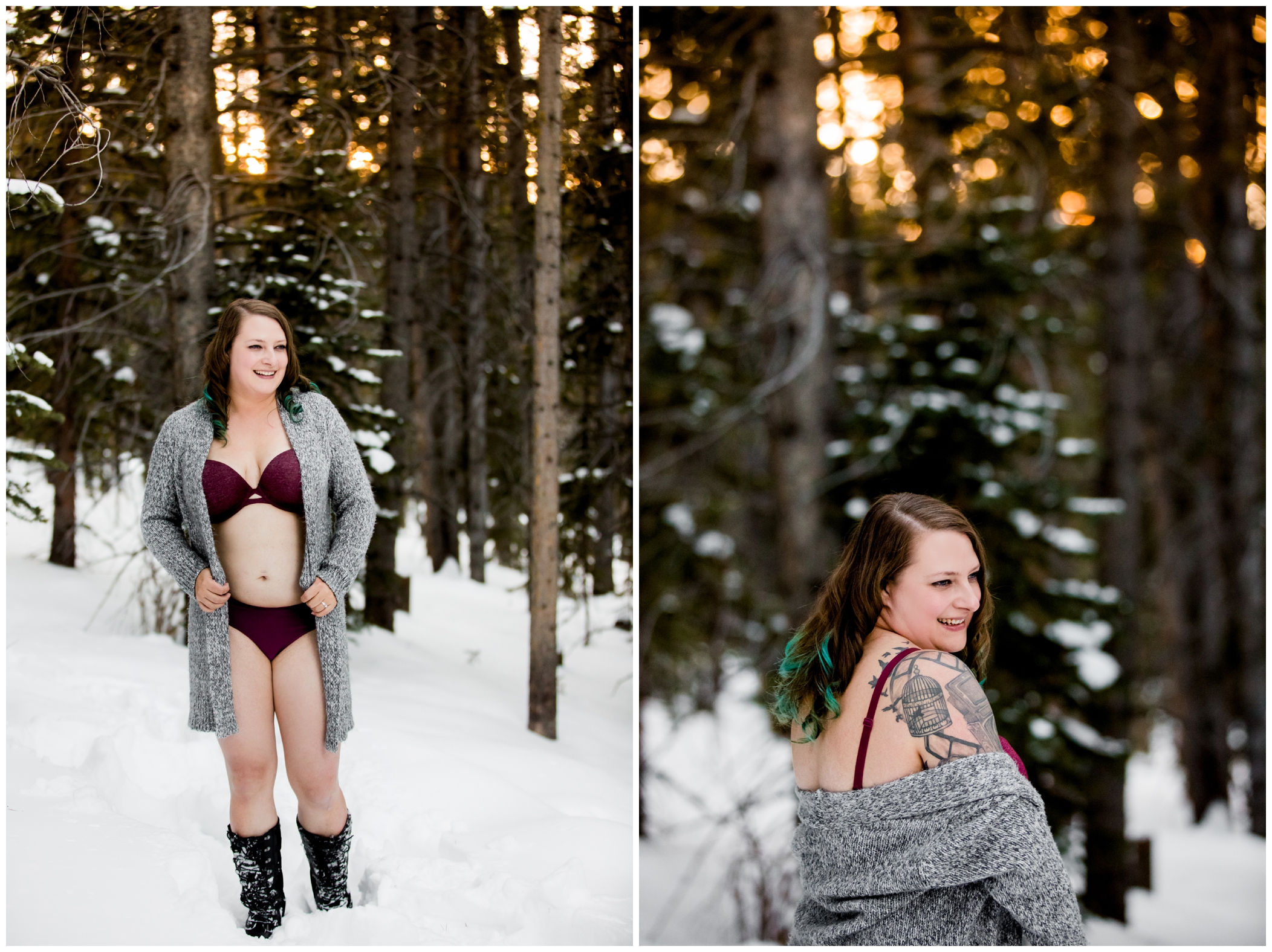 Breckenridge Colorado winter boudoir photos in the snow