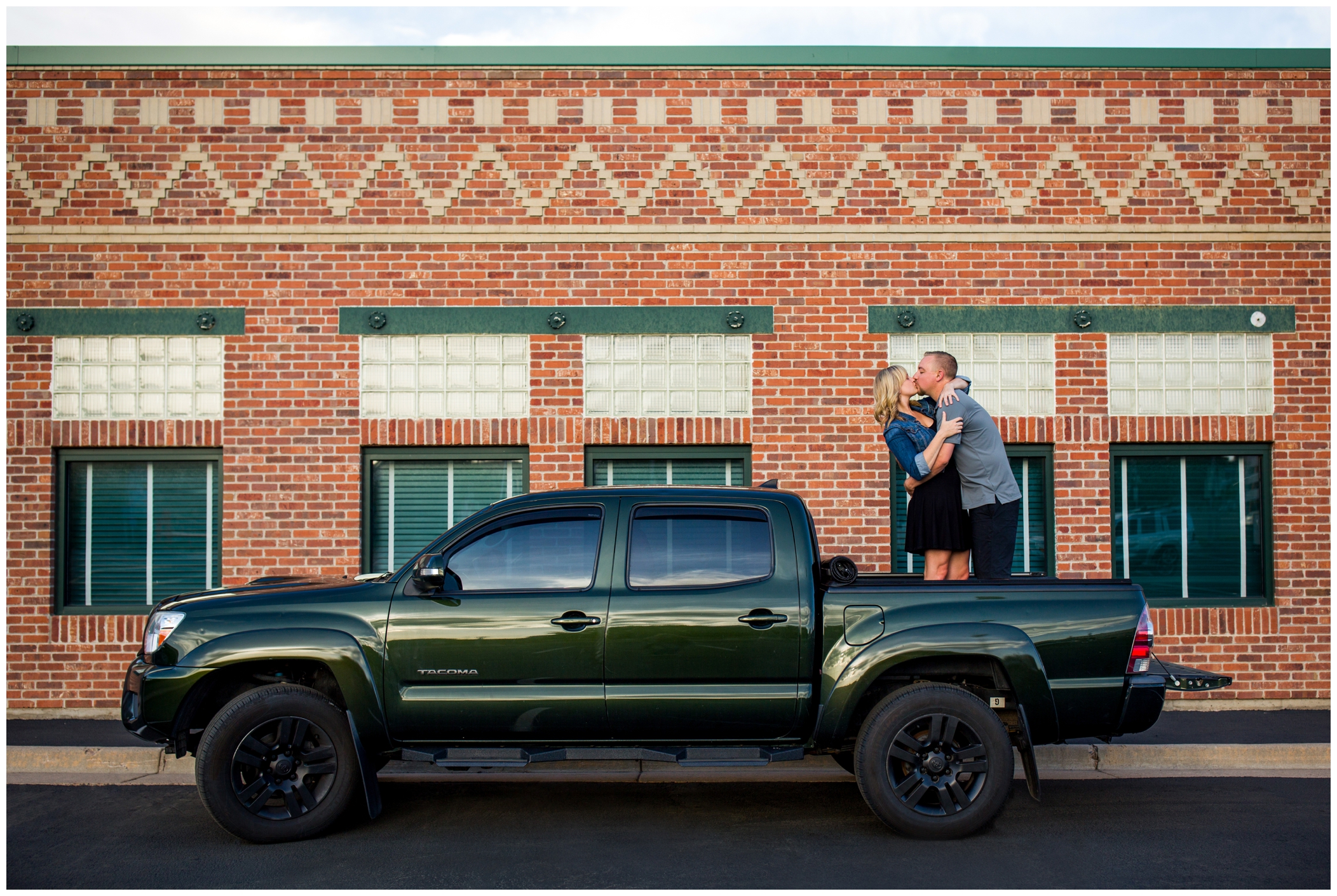 Denver engagement photos with a truck