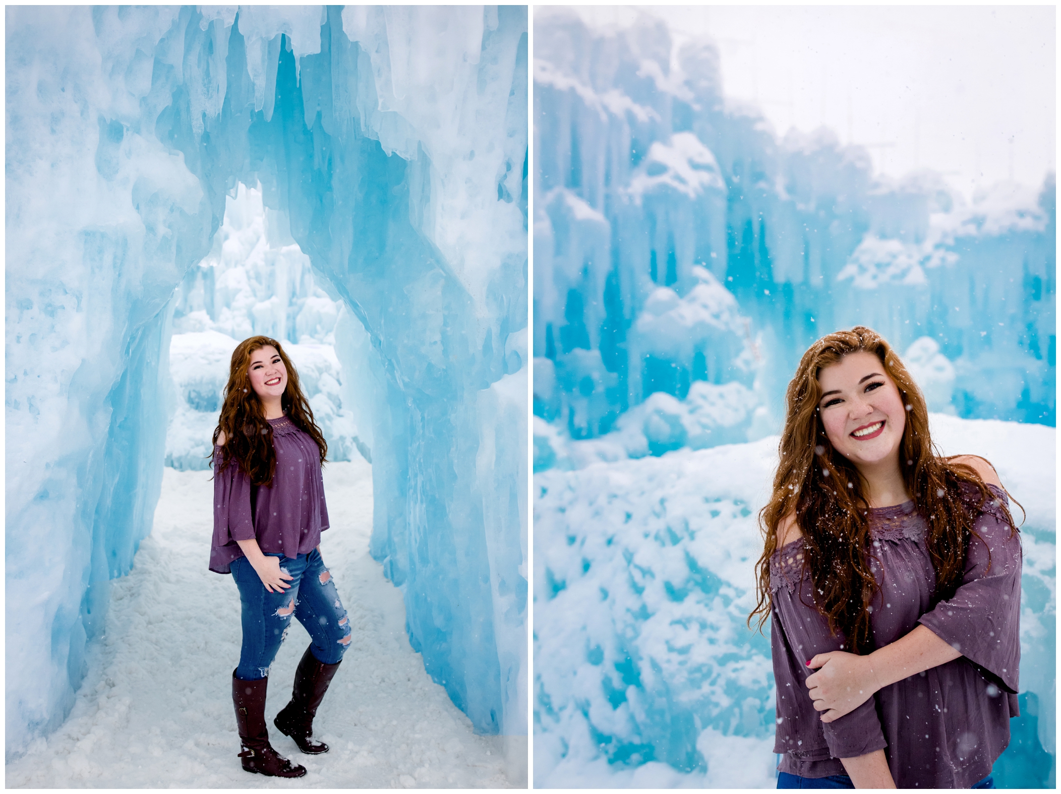 winter senior portraits in the snowy Colorado mountains