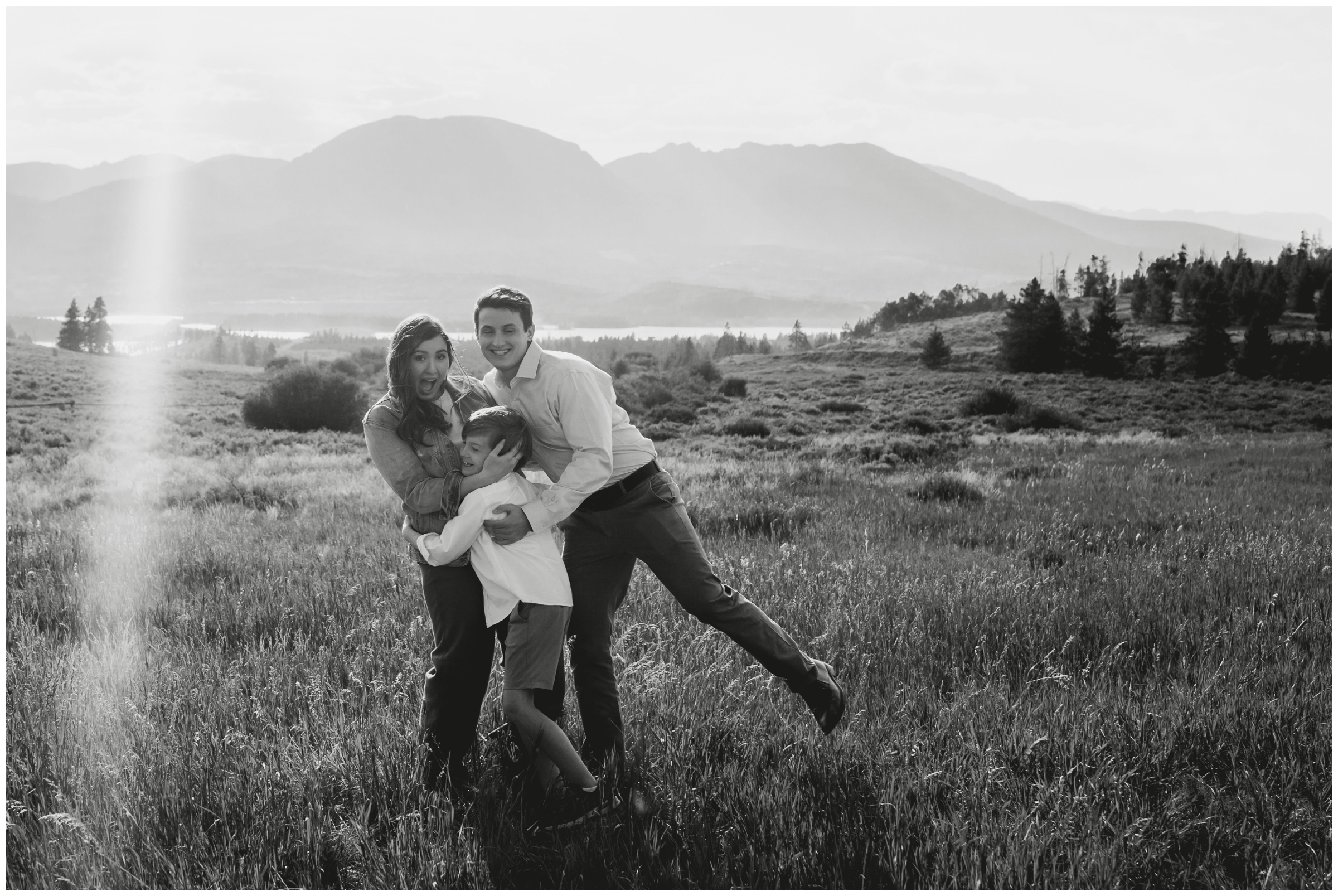 Windy Point Campground Breckenridge Colorado family portraits with lake dillon in background 