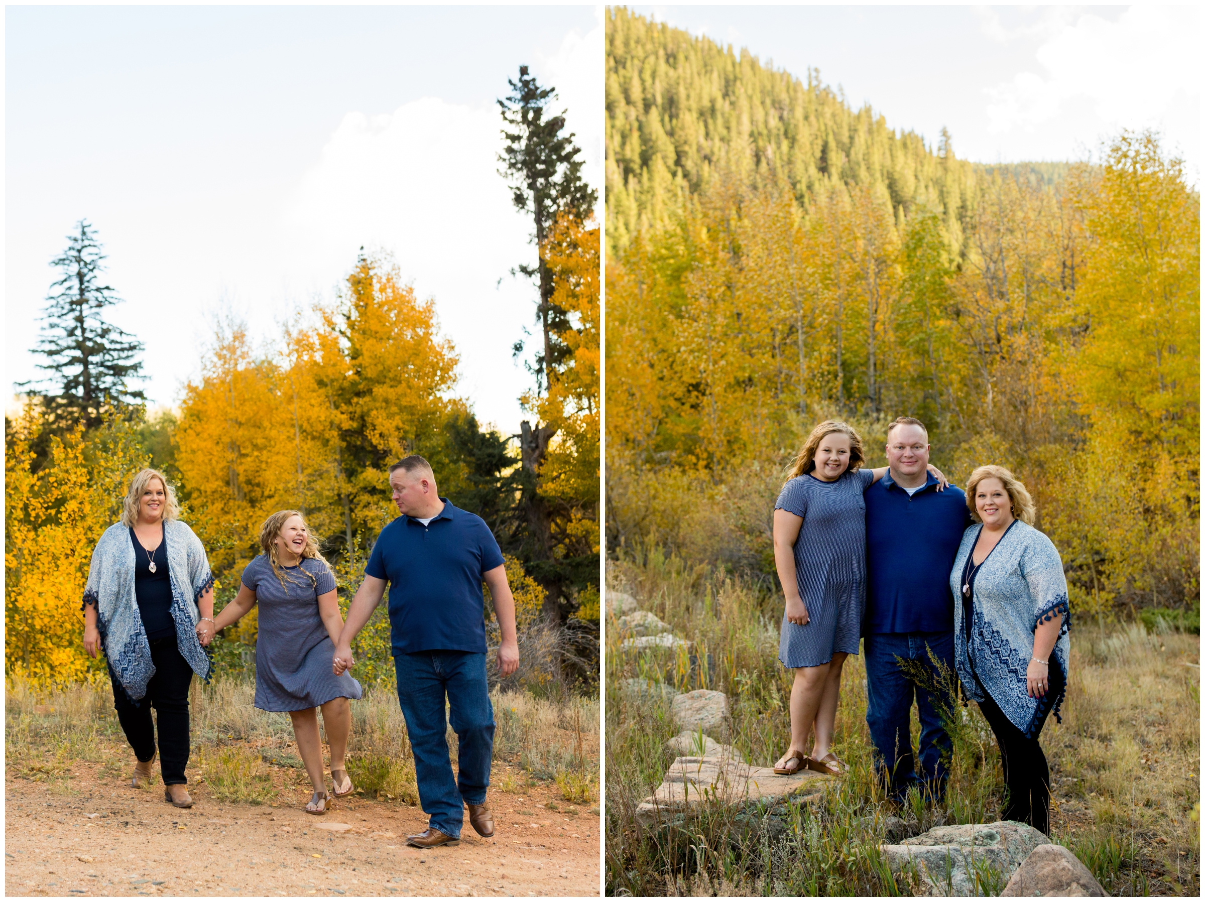 colorful fall family photos at Kenosha Pass in Bailey Colorado 