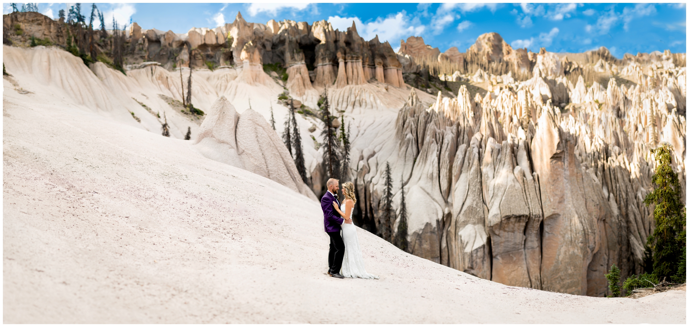 panoramic Brenizer effect photography at Colorado adventure elopement wedding at Wheeler Geologic Area 